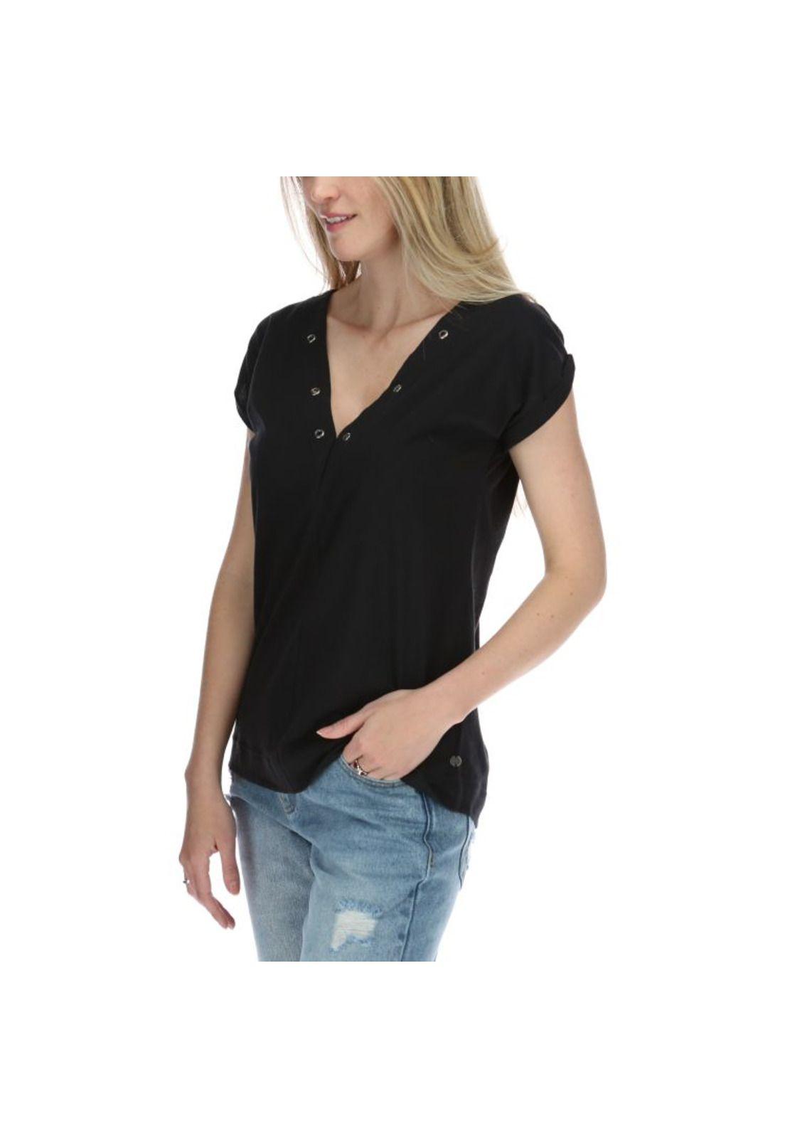 Polera Mc Mujer Grommet S/S Knit Top Negro-1