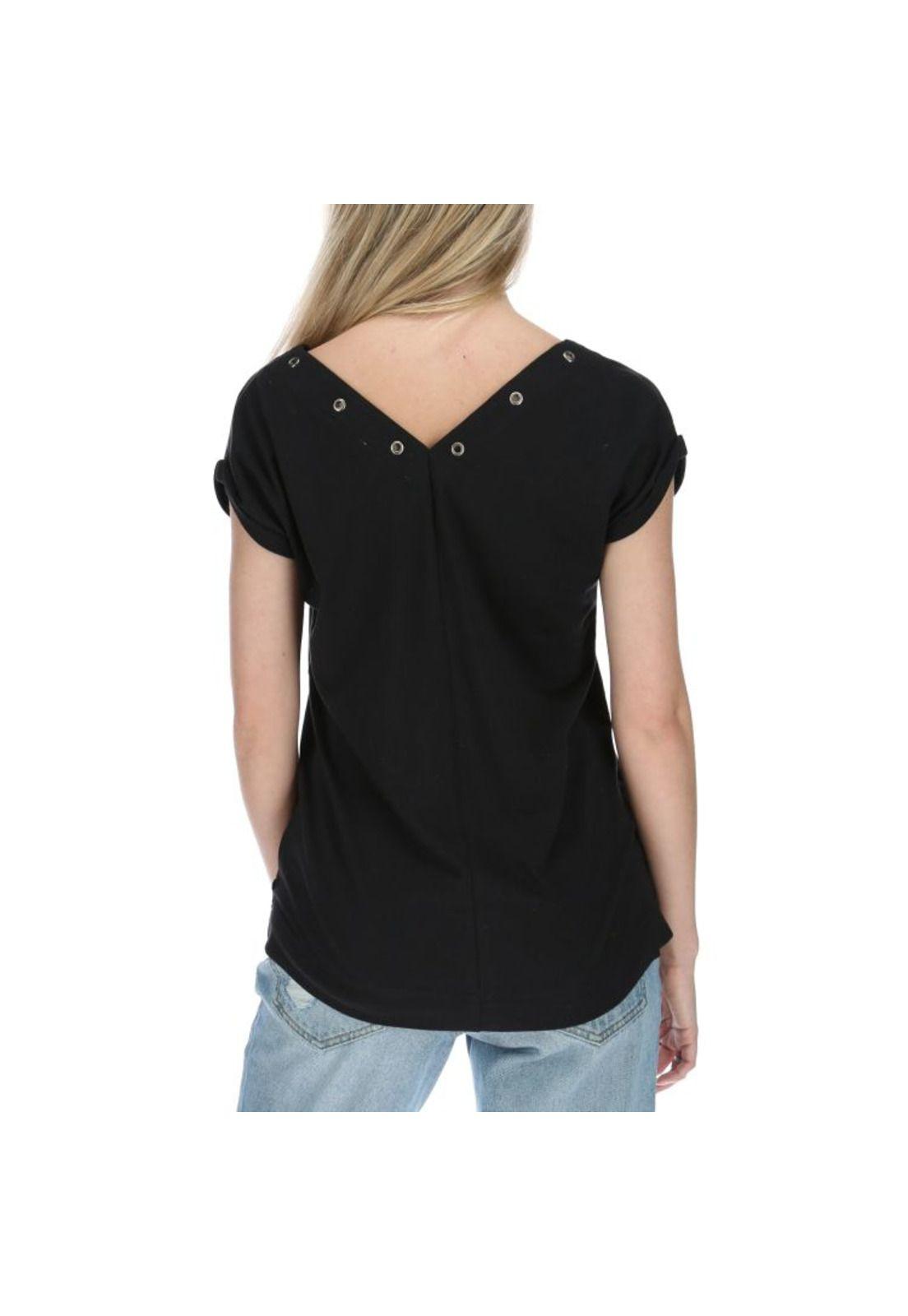 Polera Mc Mujer Grommet S/S Knit Top Negro-2