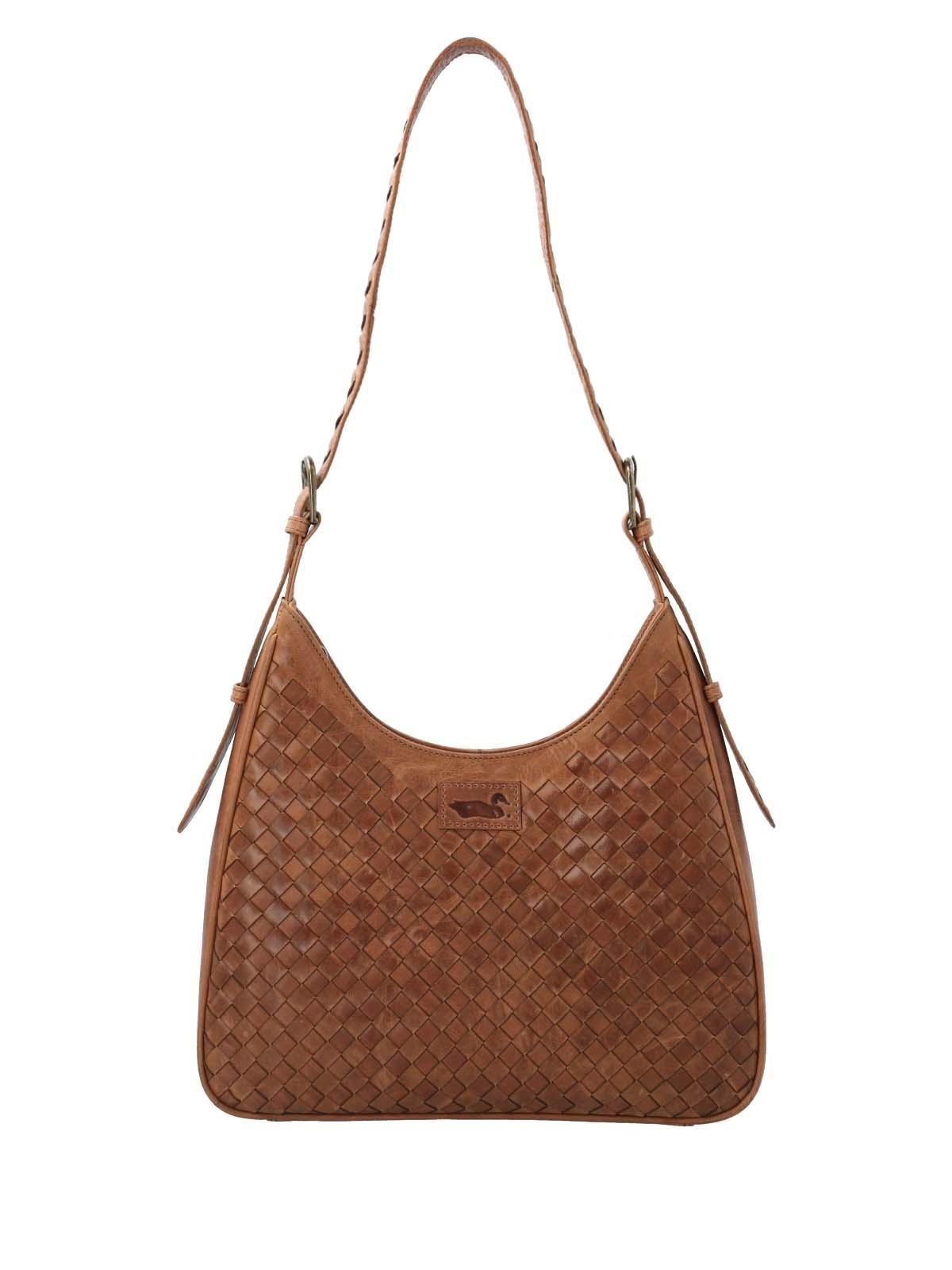 Cartera Cuero Mujer Fd Braid Hobo Tan-0