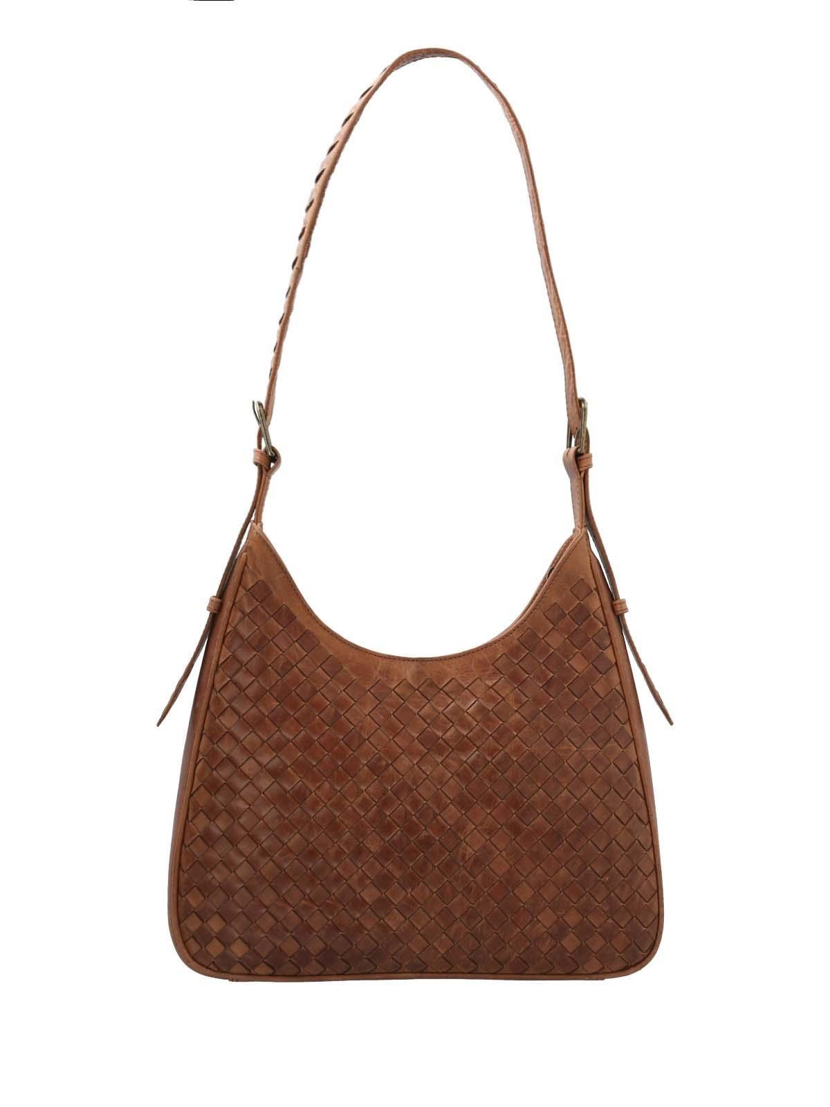 Cartera Cuero Mujer Fd Braid Hobo Tan-2