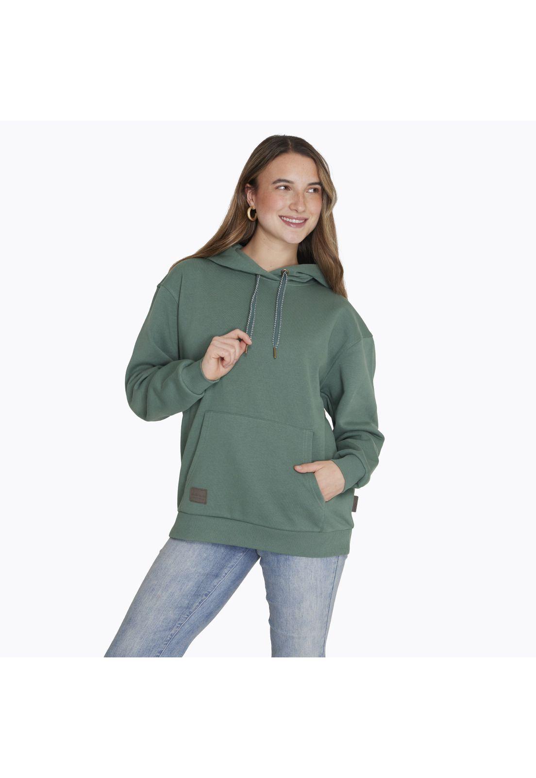 Polerón Hoodie Sweatshirt Verde Mujer-3