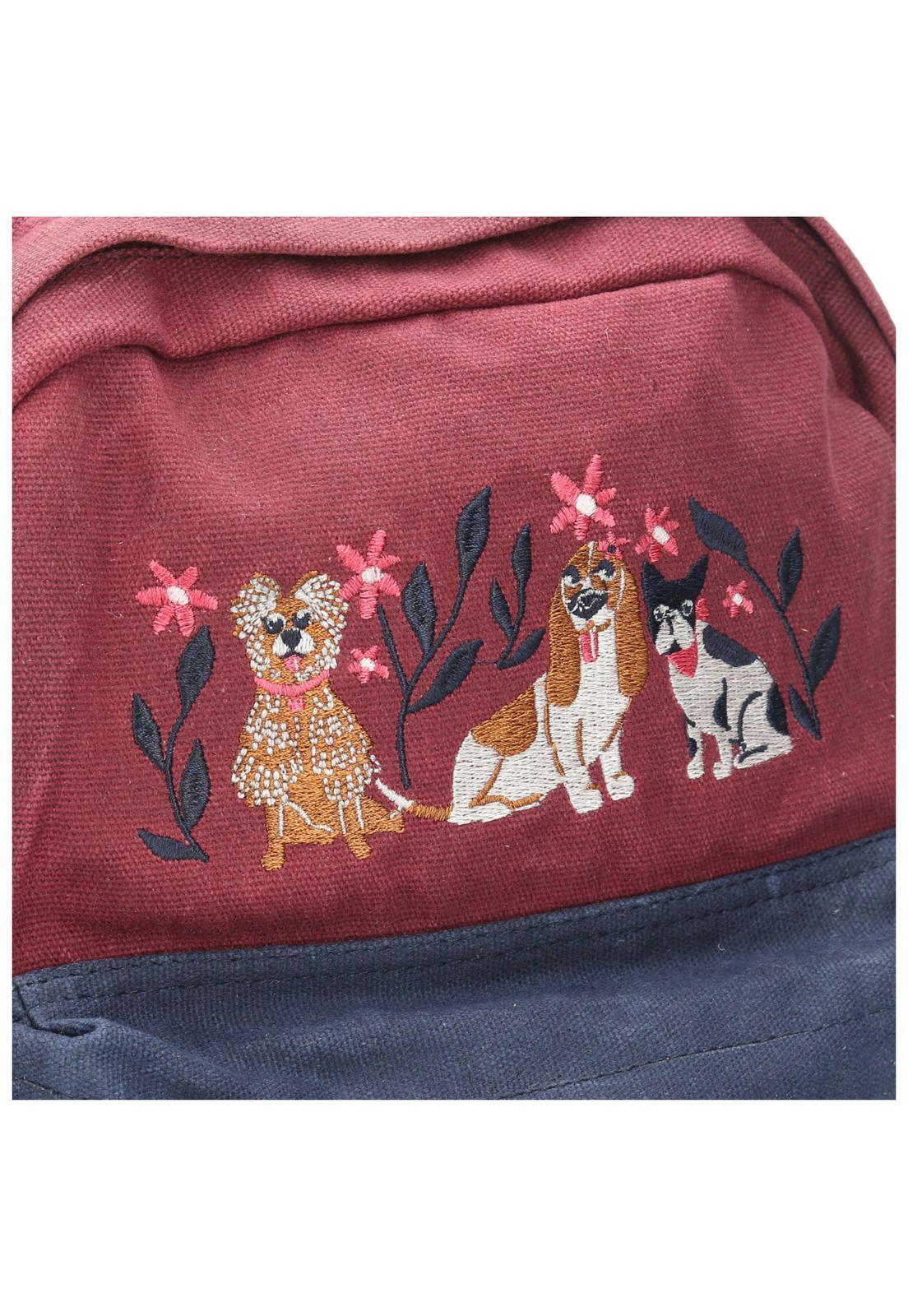 Mochila Niña Flowers Back Burdeo-3