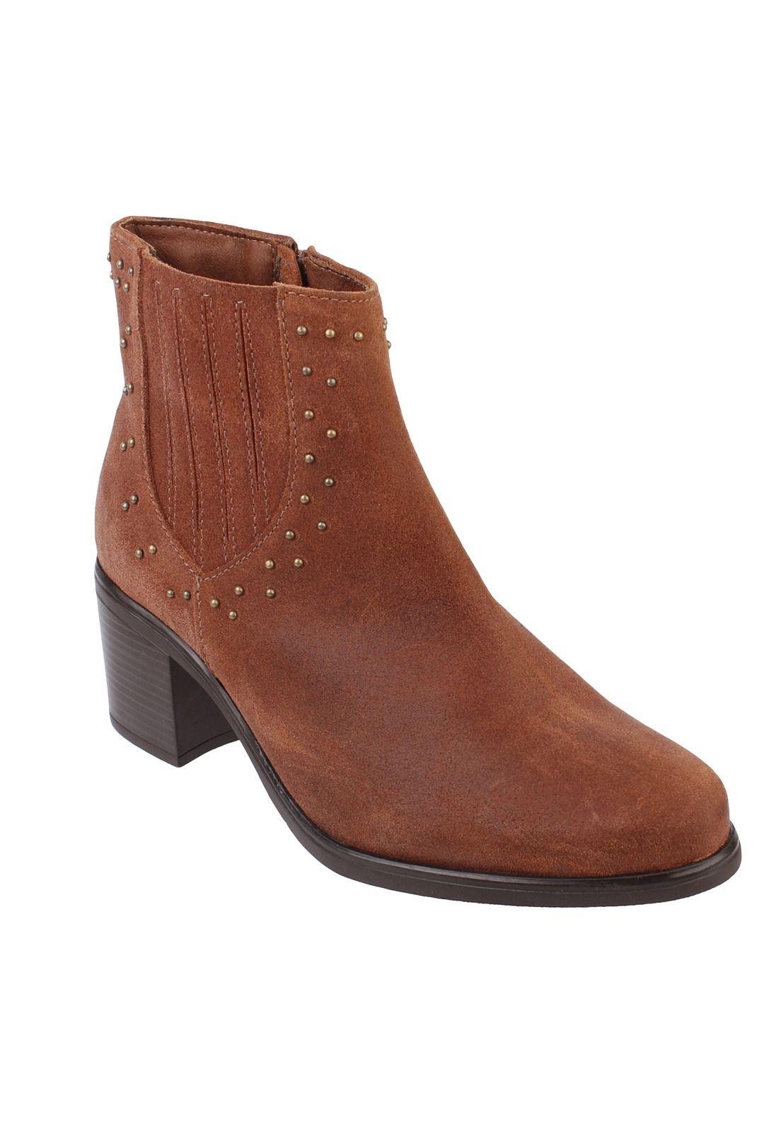 Botin Cuero Mujer Amyn Café-0