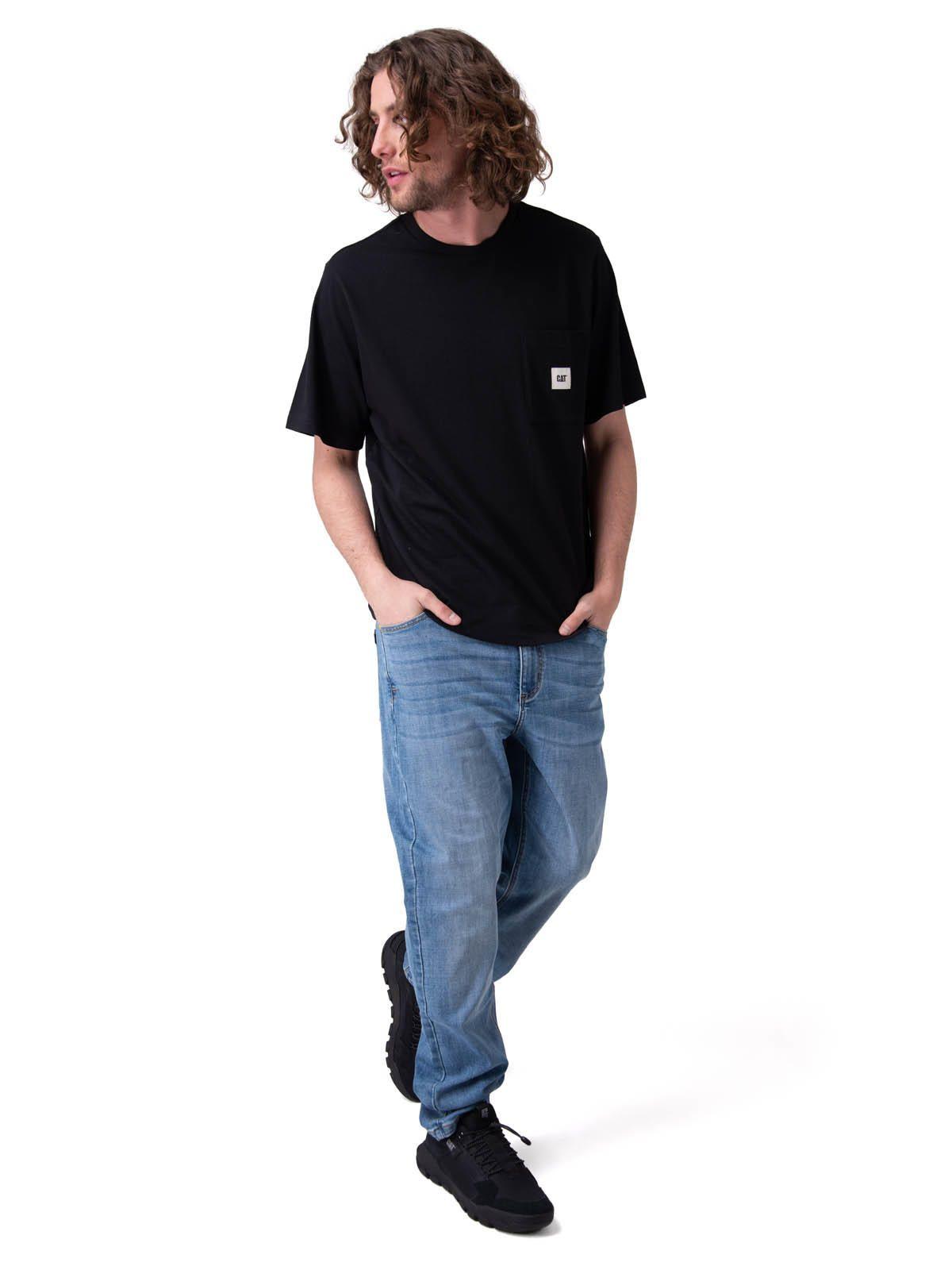 Polera Manga Corta Solid Pocket Label T Negro Hombre-4
