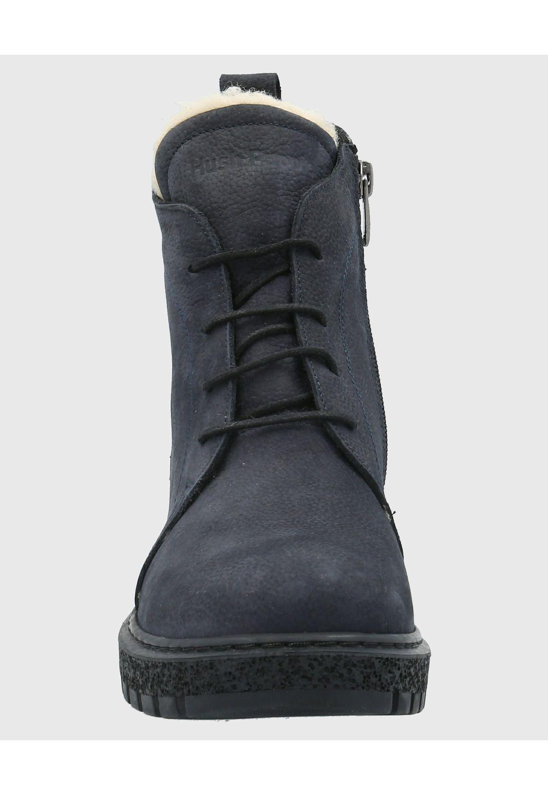 Botin Cuero Mujer Clere Azul-3