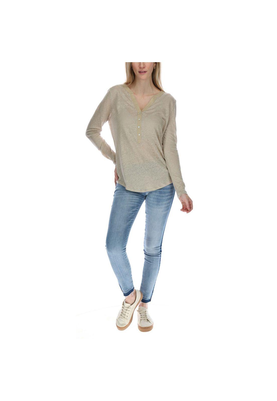 Polera Manga Larga Mujer Lina Beige-4