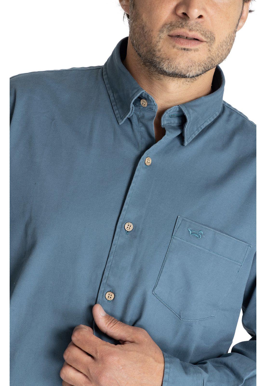 Camisa M/L Hombre Navarino Azul Oscuro-7