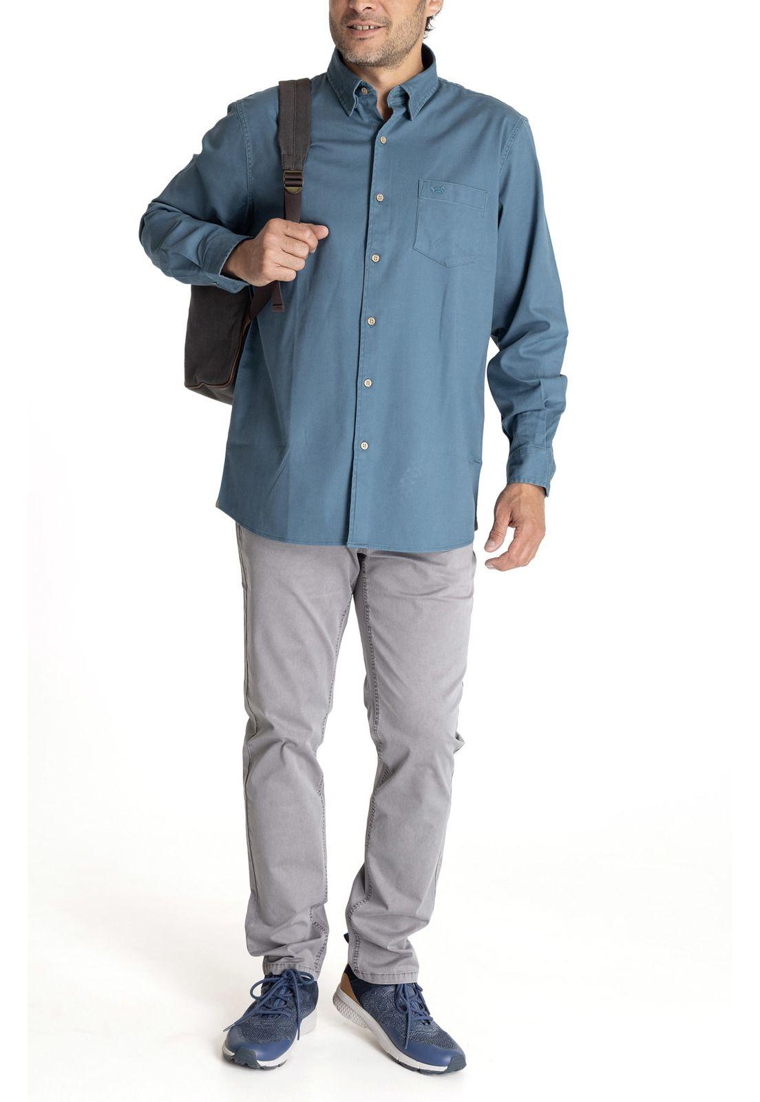 Camisa M/L Hombre Navarino Azul Oscuro-9