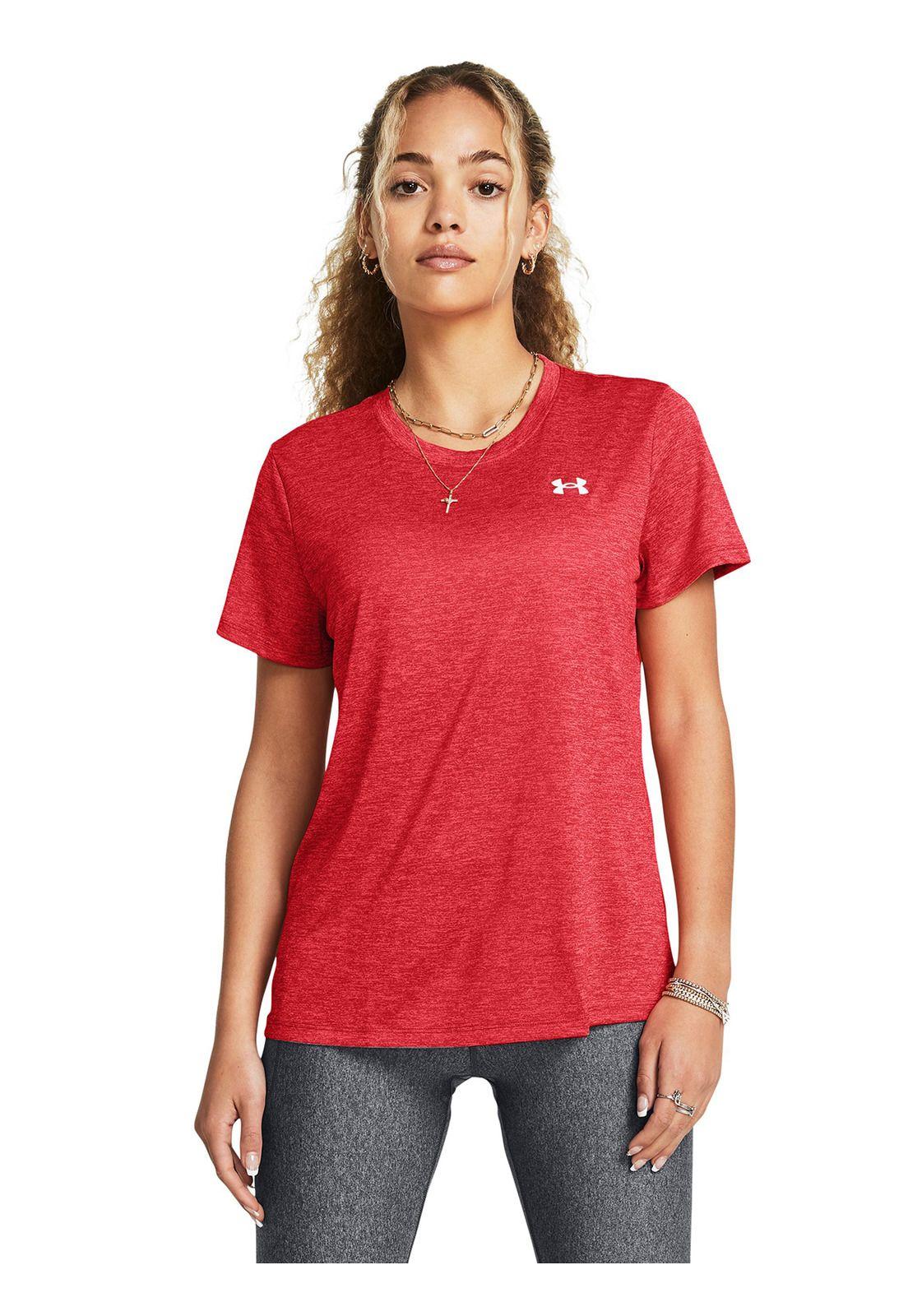 Polera Manga Corta UA Tech Twst Mujer Rojo-3