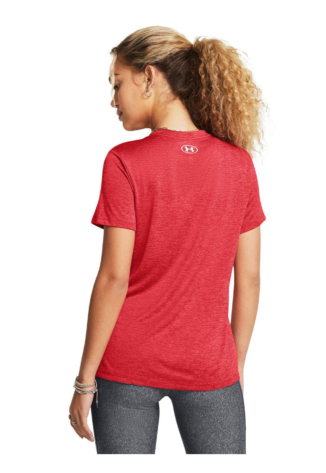 Polera Manga Corta UA Tech Twst Mujer Rojo-4