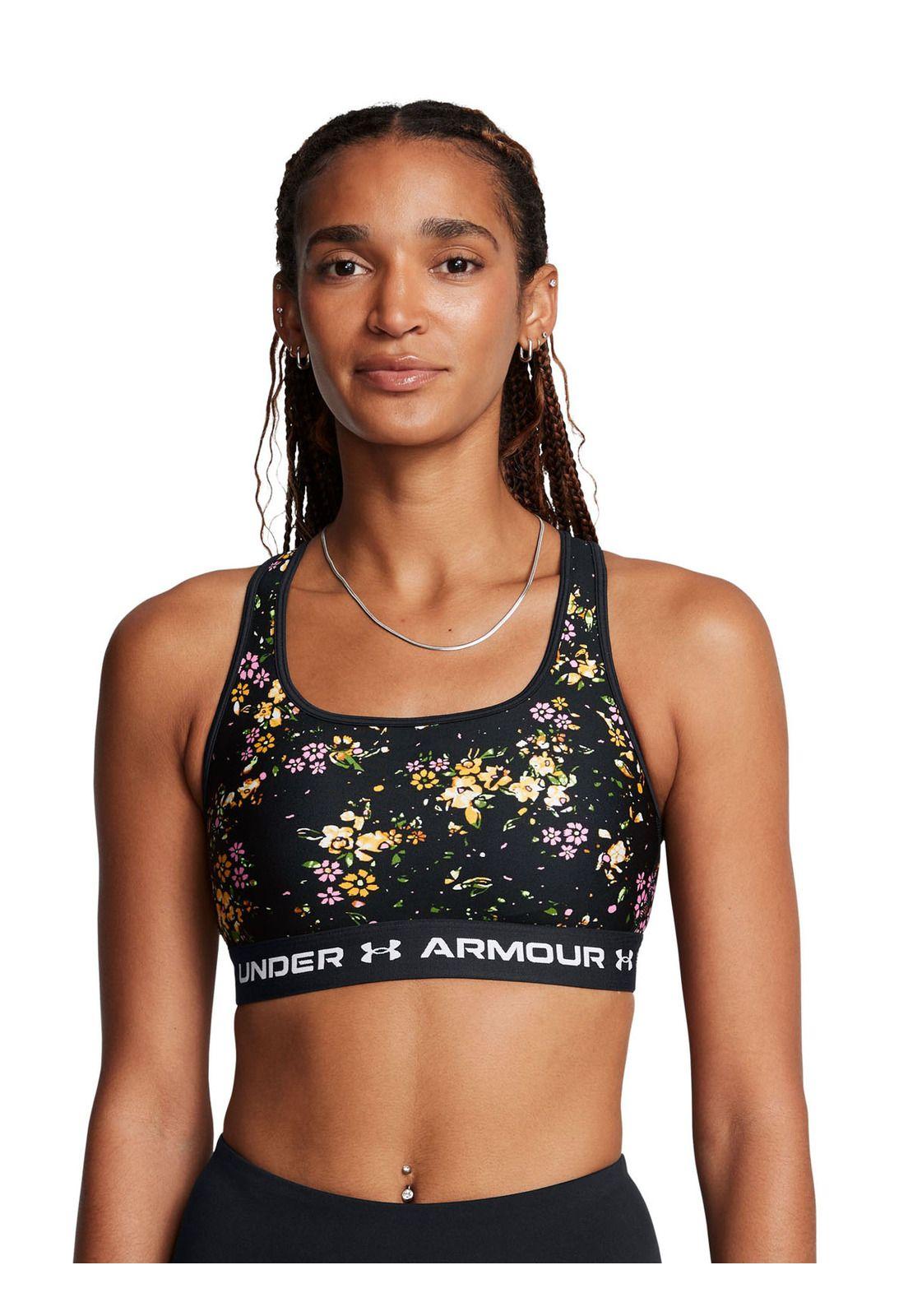 Sostén Armour MidCrssbck Print mujer Negro-3