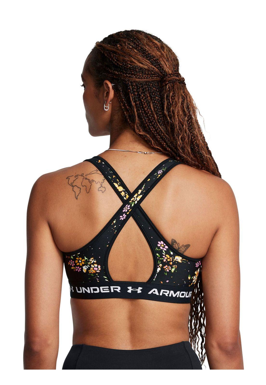 Sostén Armour MidCrssbck Print mujer Negro-4
