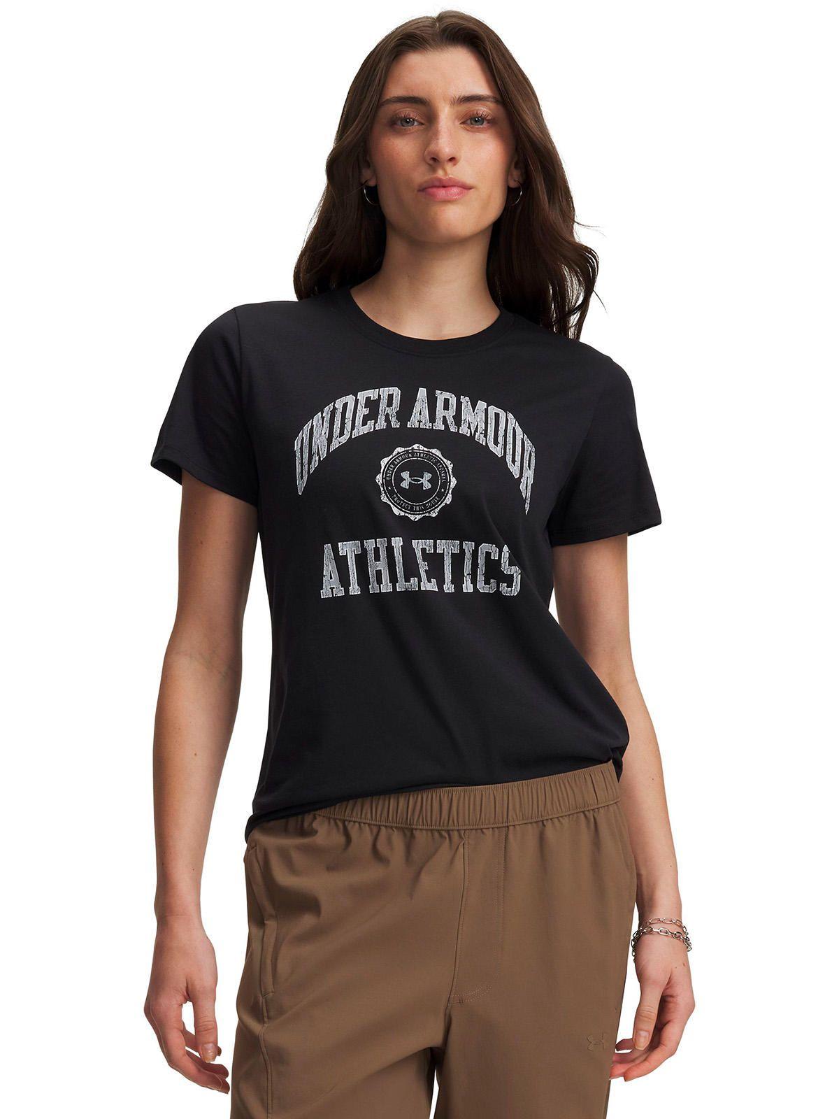 Polera manga corta Athletics Arch negra Mujer-0