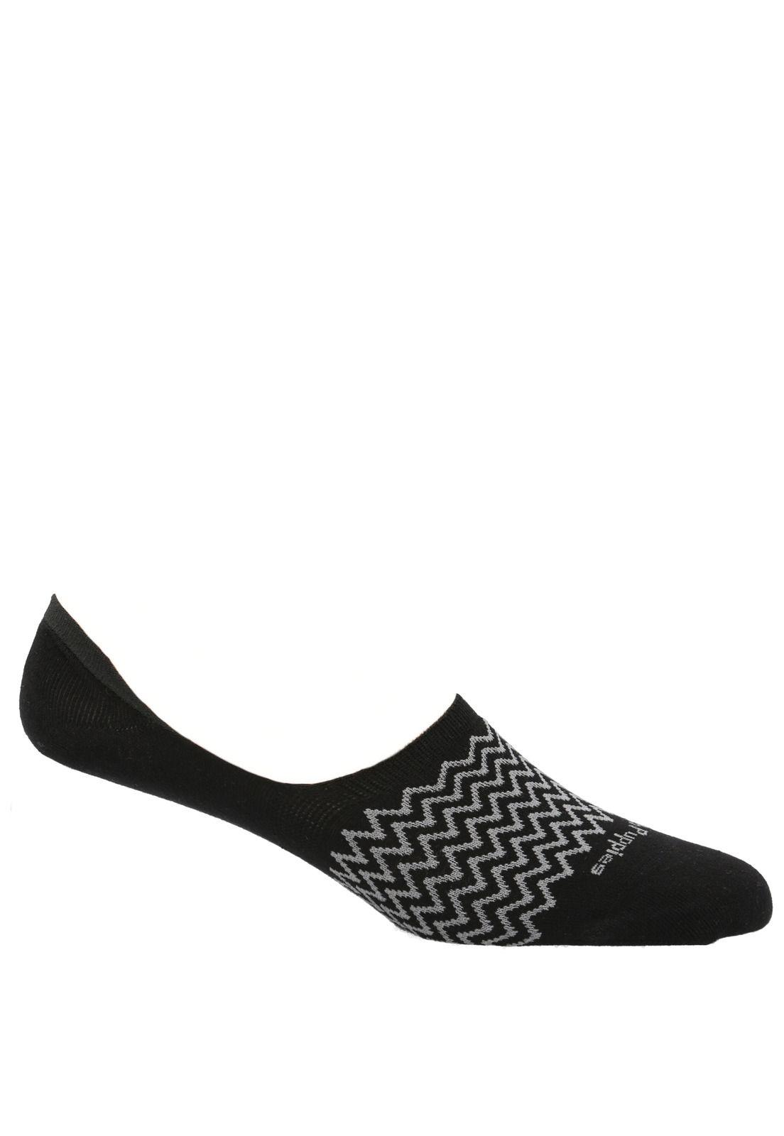 Calcetín Algodón Hombre Zigzag Negro-0