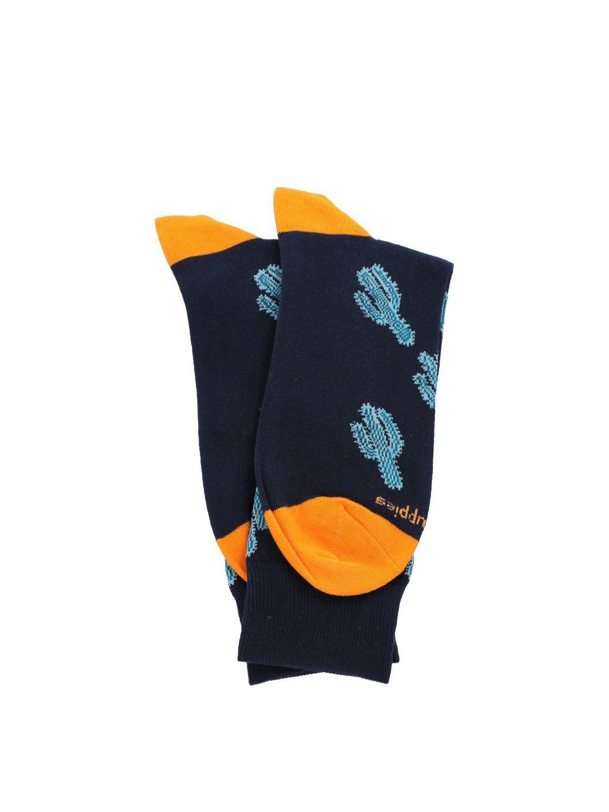 Calcetín Algodón Hombre C Cactus Azul Oscuro-2