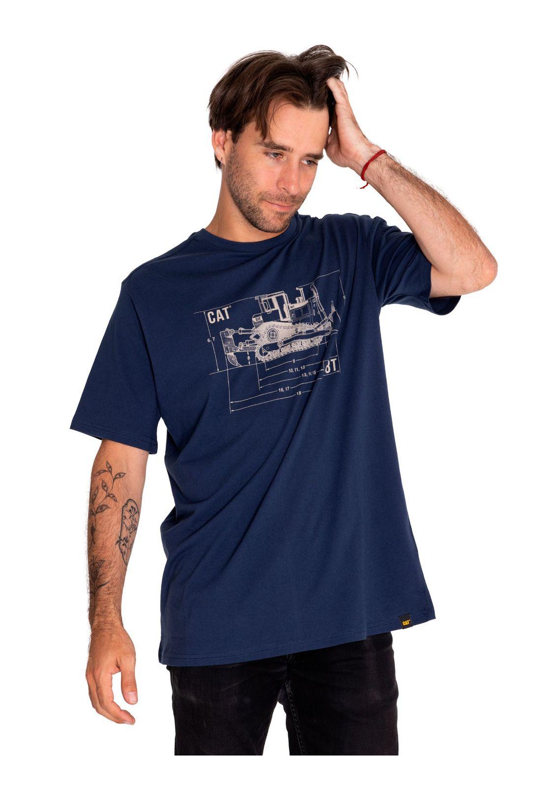 Polera Manga Corta Hombre Blue Print Graphic Azul-1