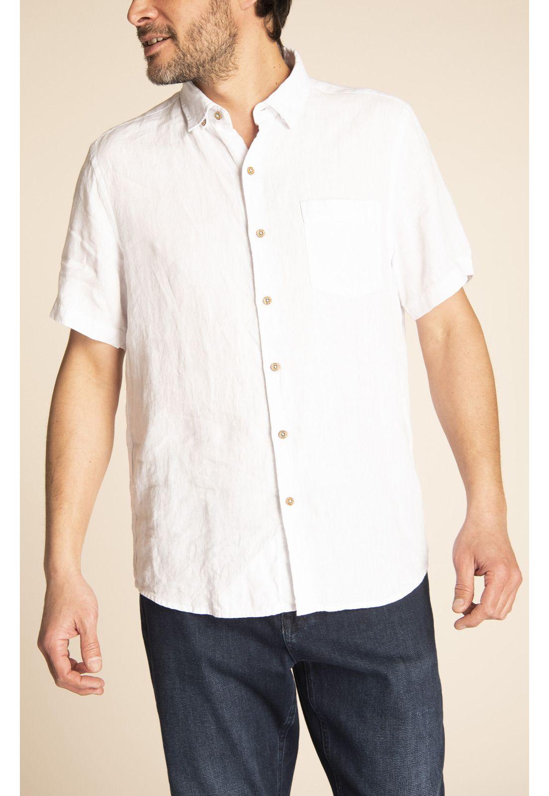 Camisa Lino Orgánico Hombre Linenshort Blanco-4