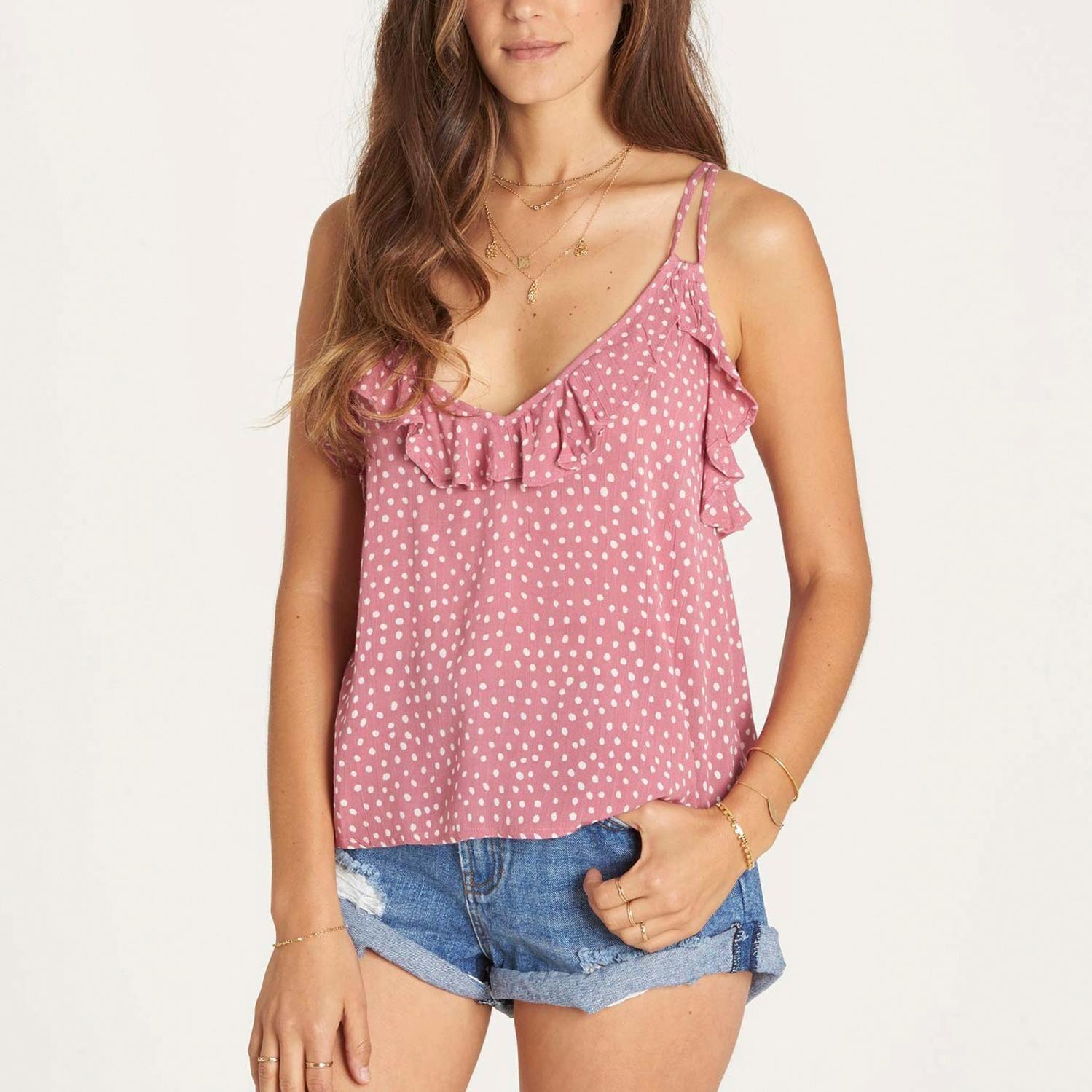 Blusa M/C Rayon Mujer Ruffled Feather Rosado Billabong-0