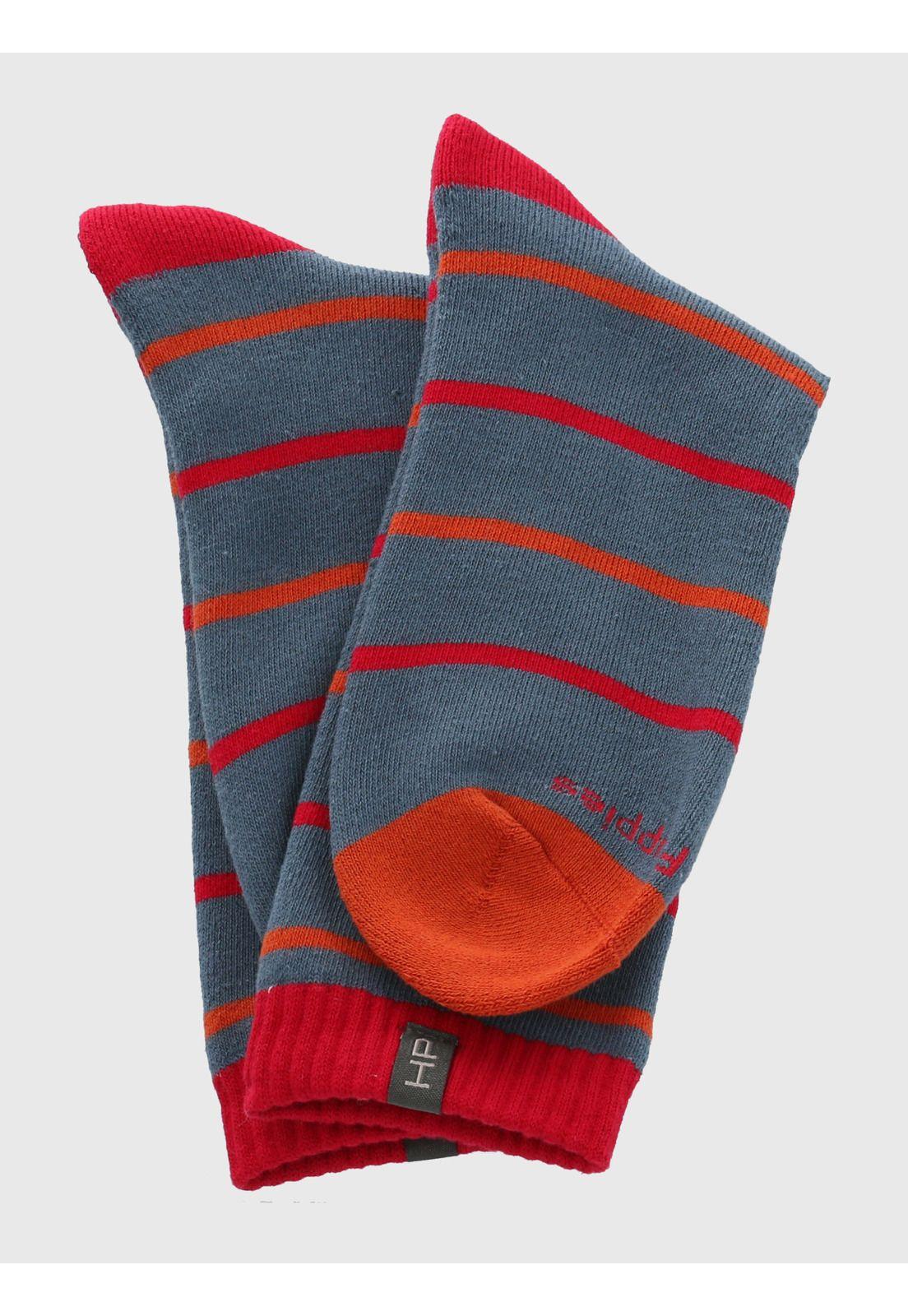 Calcetin Algodón Mujer Heavy Lines Azul-2