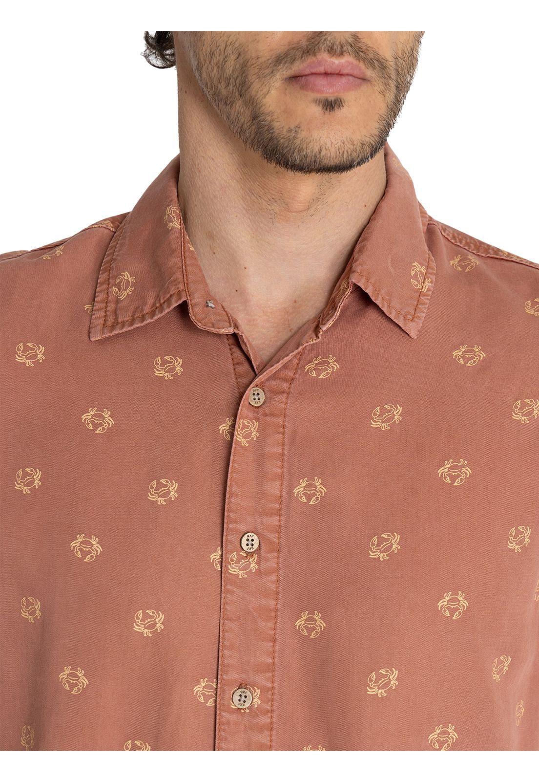 camisa Tencel Naranja Tencelprint Hombre -6