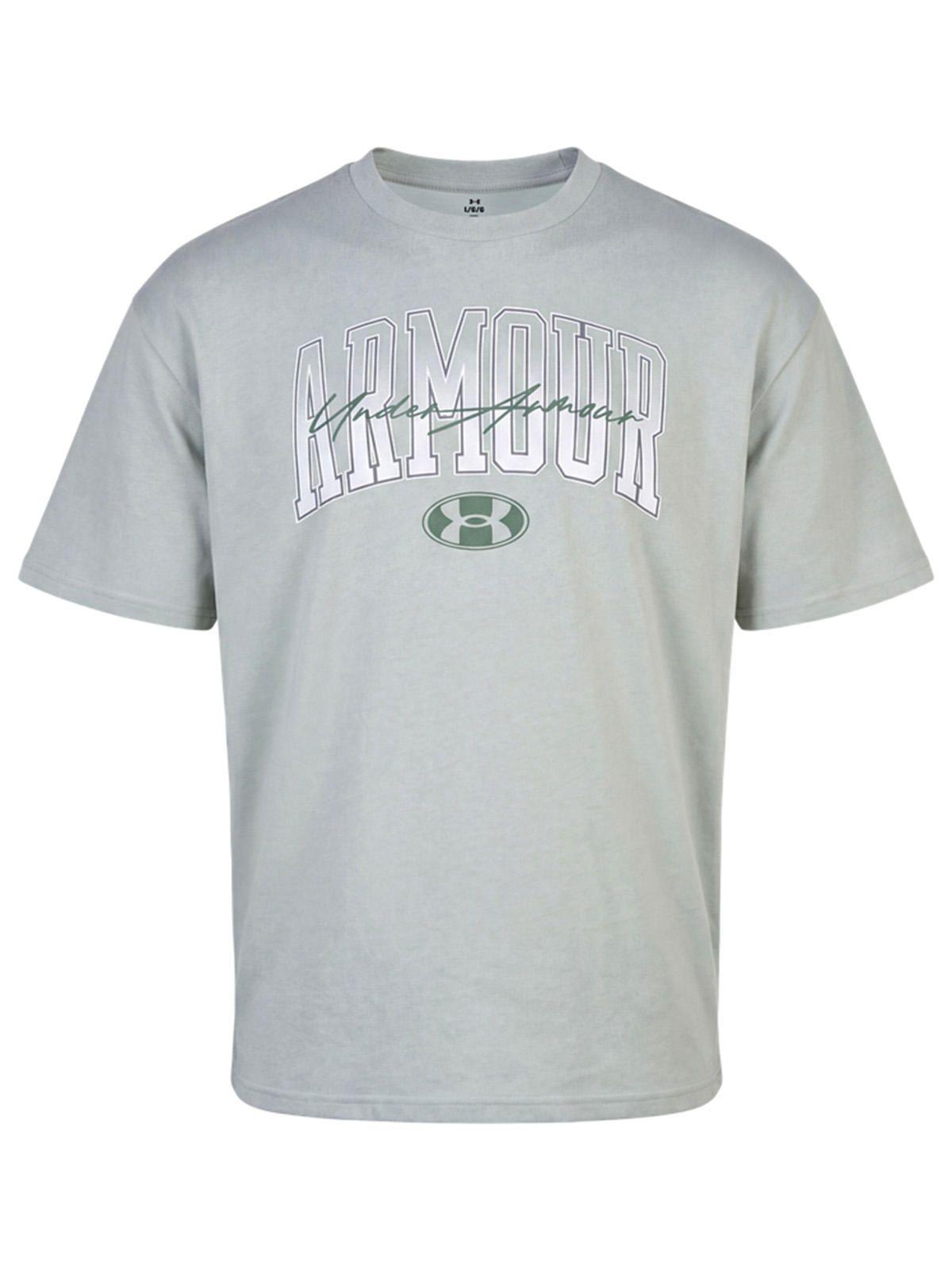 Polera M/C UA Heavyweight Armour Wordmark Verde Hombre-0