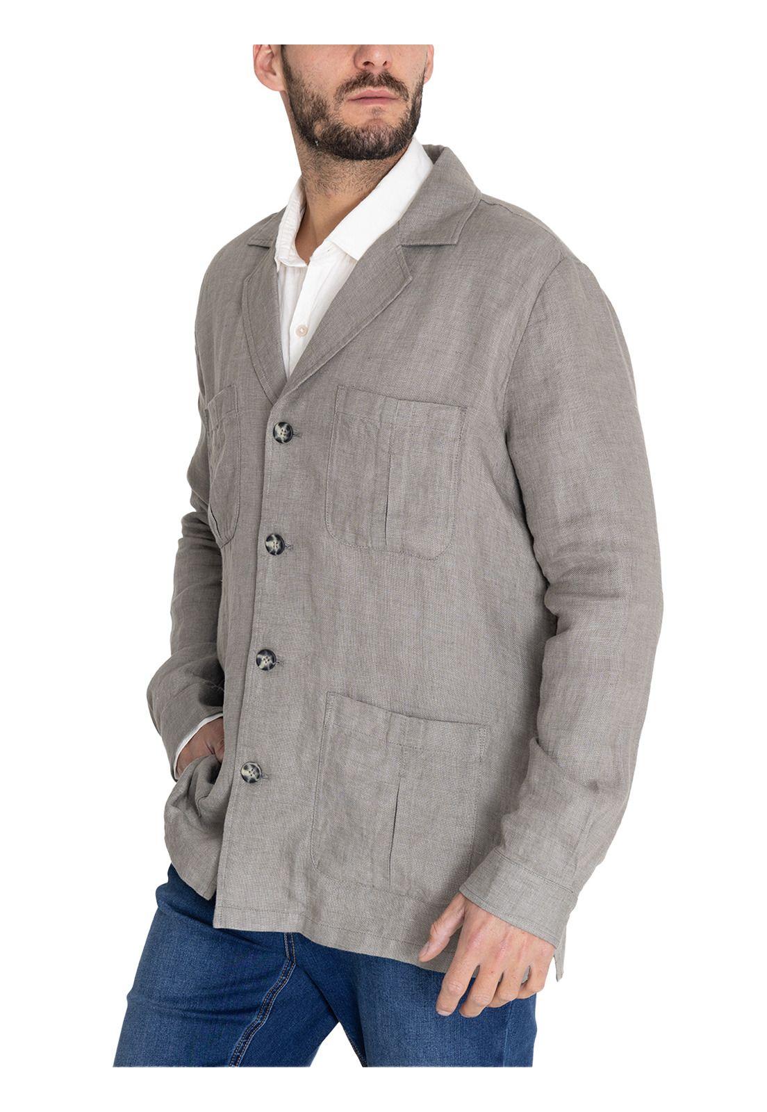 Chaqueta Lino Verde Oscuro Fornillo Hombre -4