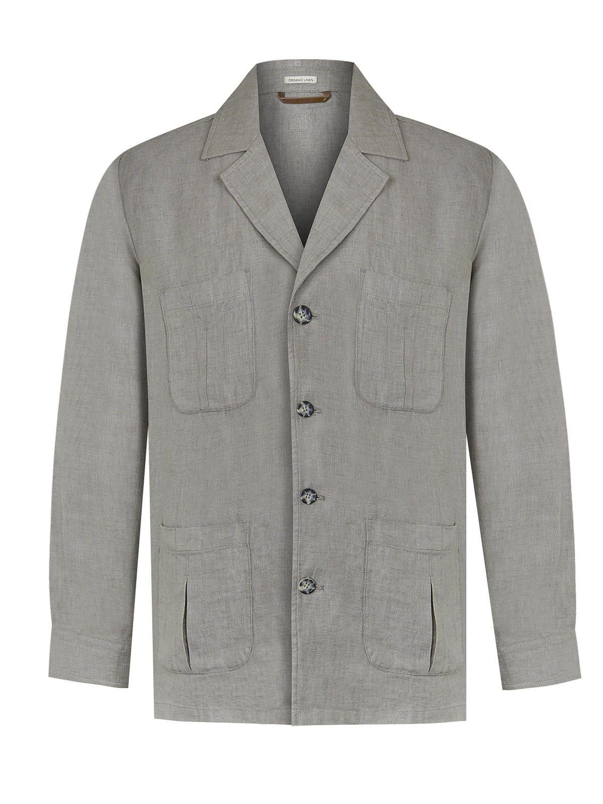 Chaqueta Lino Verde Oscuro Fornillo Hombre -0