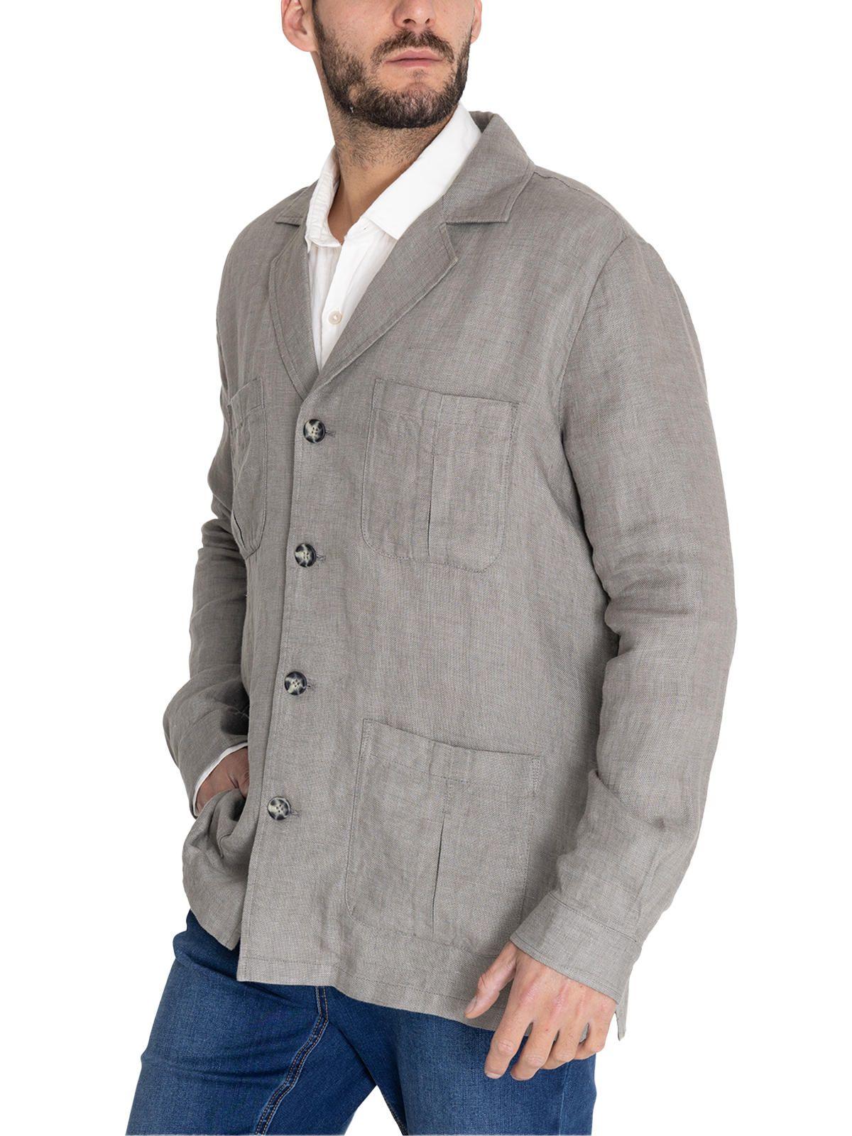 Chaqueta Lino Verde Oscuro Fornillo Hombre -4