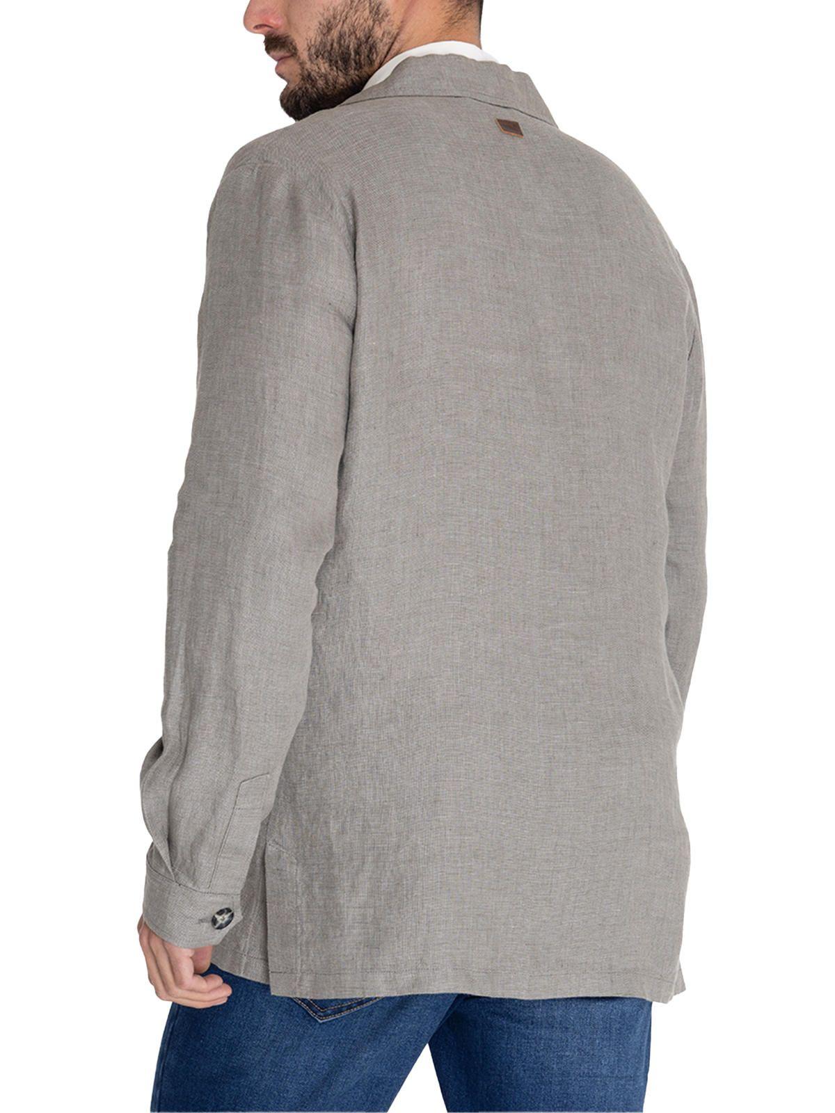 Chaqueta Lino Verde Oscuro Fornillo Hombre -5