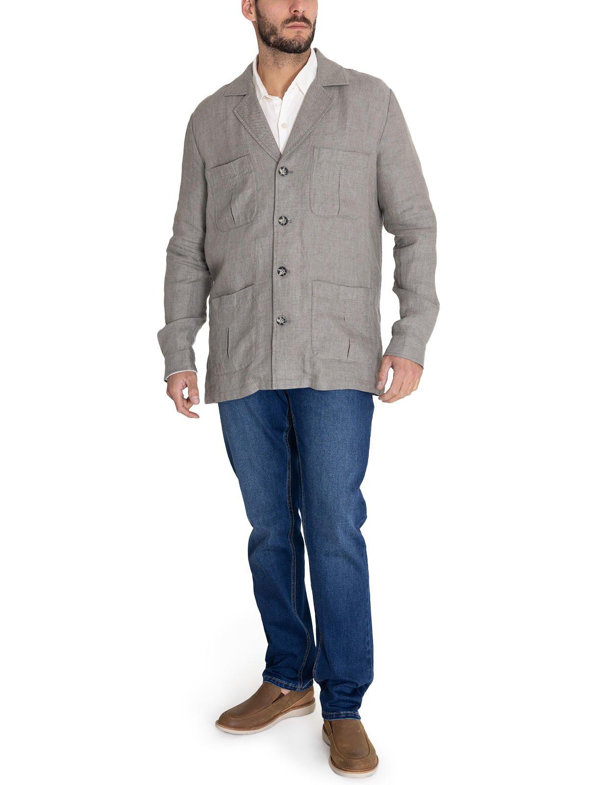 Chaqueta Lino Verde Oscuro Fornillo Hombre -8