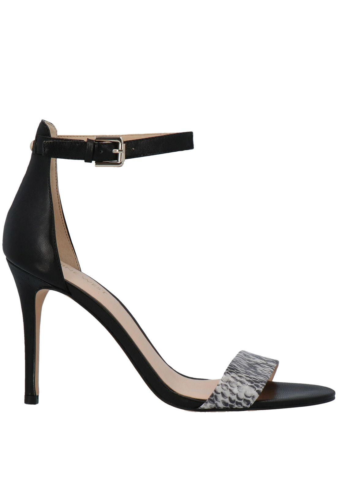 Sandalia Cuero Mana Negro Croco Mujer-1