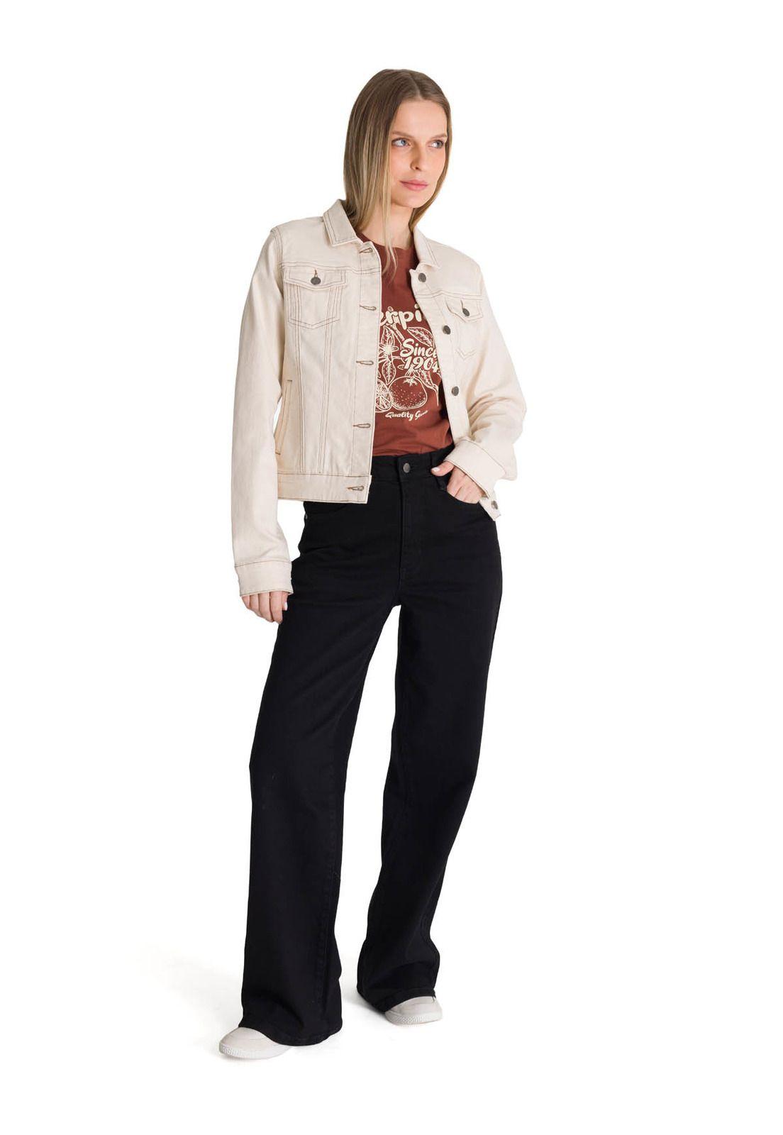 Chaqueta de Jeans Mujer Foundation Beige-5