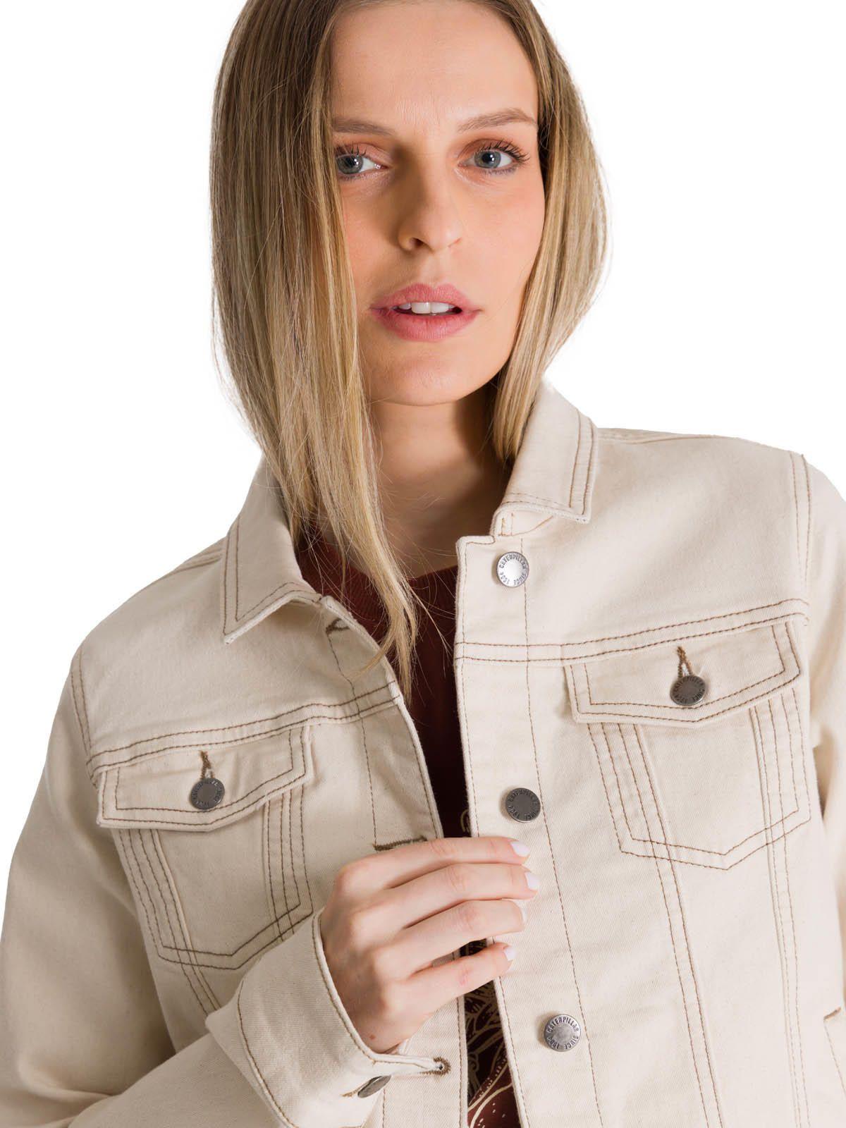 Chaqueta de Jeans Mujer Foundation Beige-4