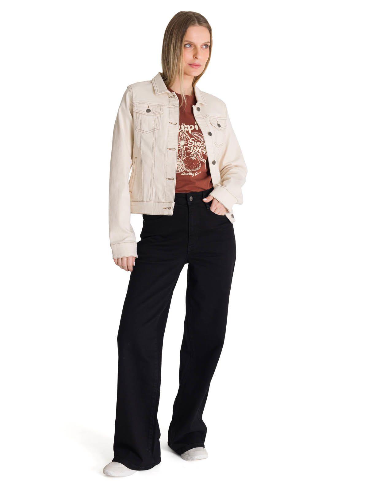 Chaqueta de Jeans Mujer Foundation Beige-5