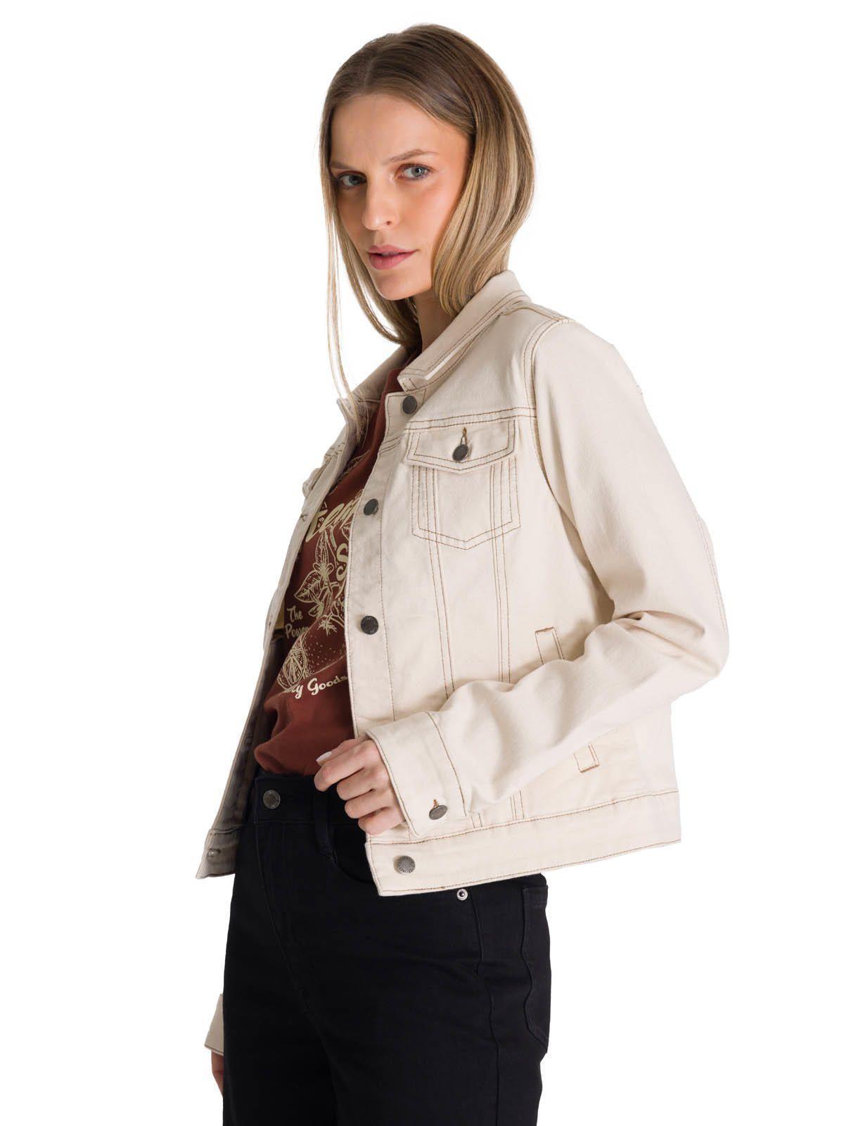 Chaqueta de Jeans Mujer Foundation Beige-1