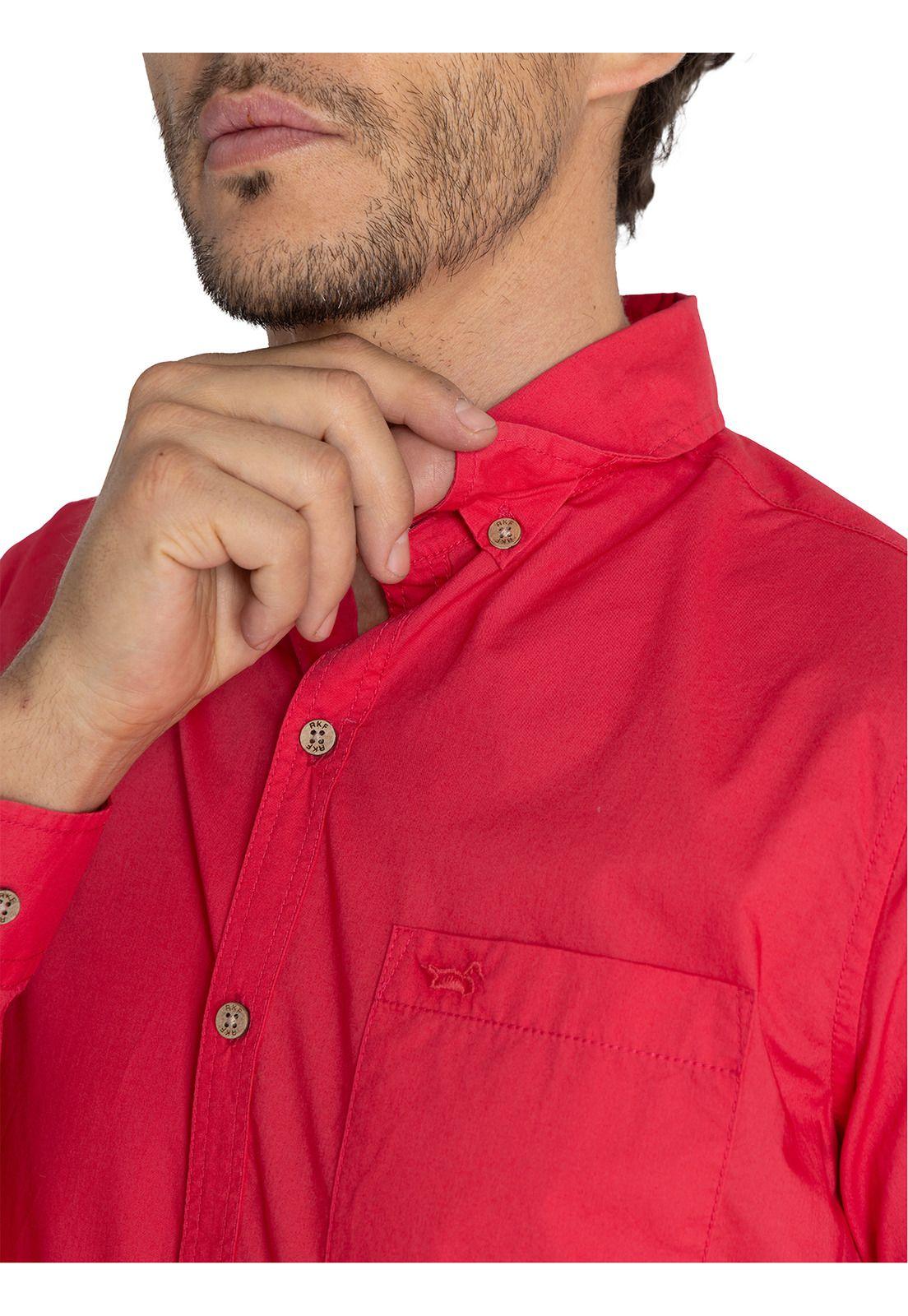 Camisa Algodón Orgánico Rojo Galiton Hombre -7