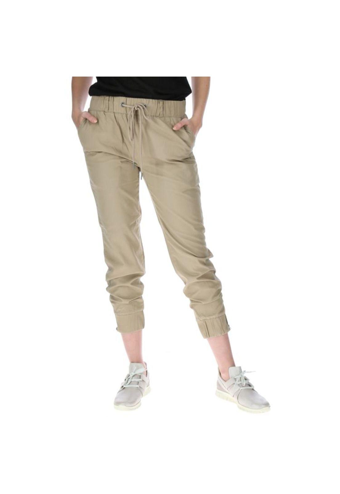 Pantalon Mujer Jogger Khaki-0