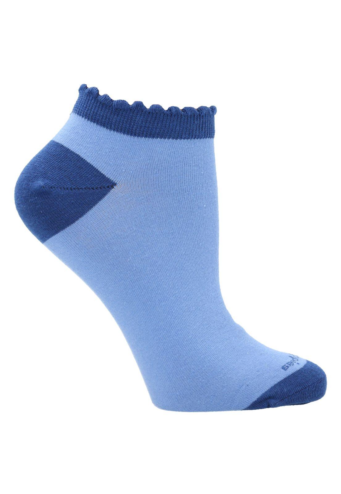 Calcetín Algodón Mujer Ped St Plain Azul-0