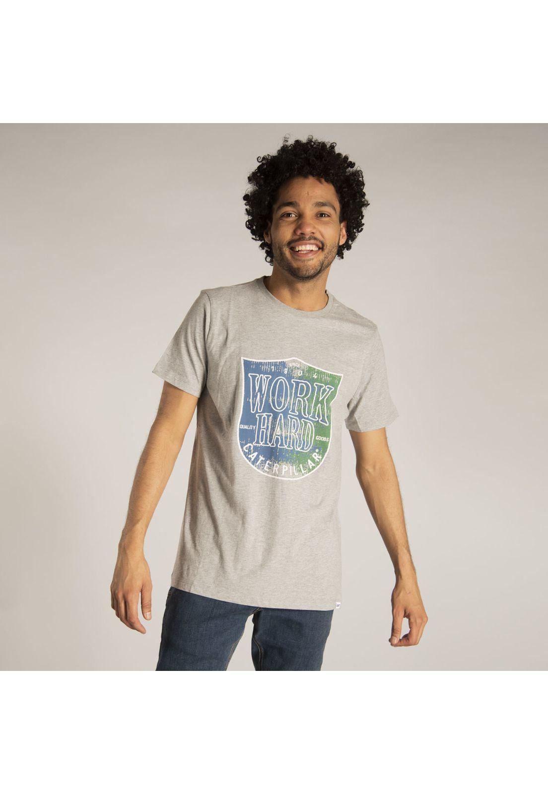 Polera M/C Hombre Work Hard Badge Tee Gris-0
