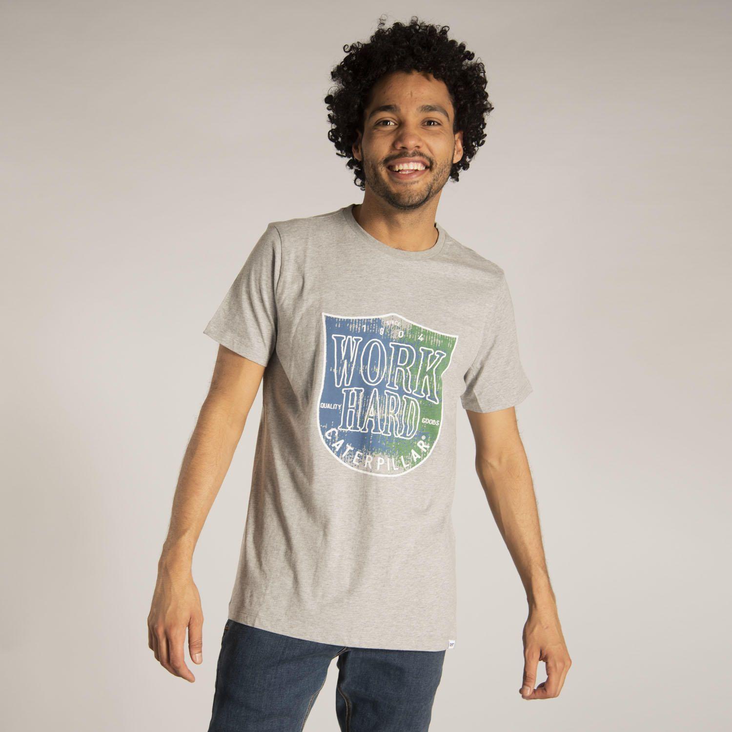 Polera M/C Hombre Work Hard Badge Tee Gris-0