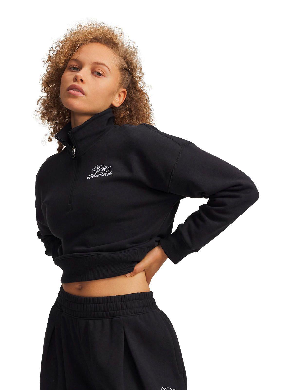 Poleron UA Rival Fleece Script Negro Mujer-0