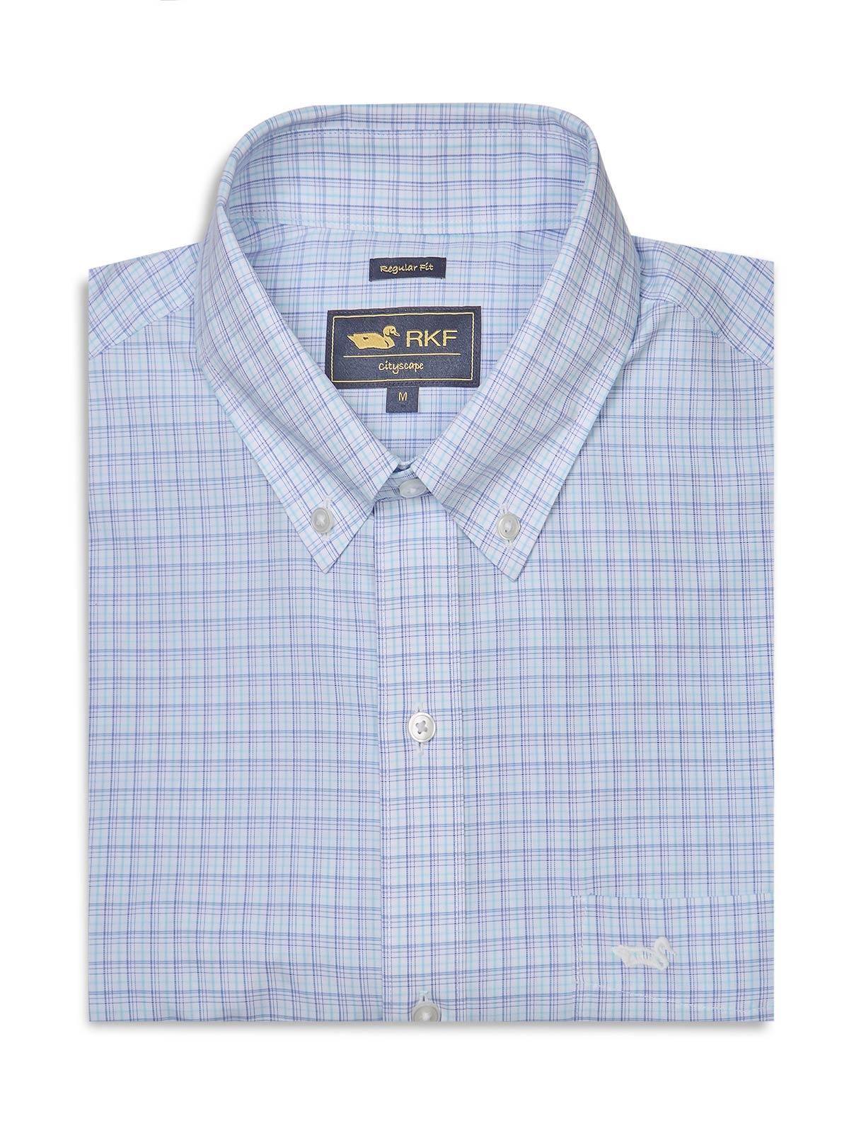 Camisa Cuello Button-Down Hombre Wf Azul cuadros-0