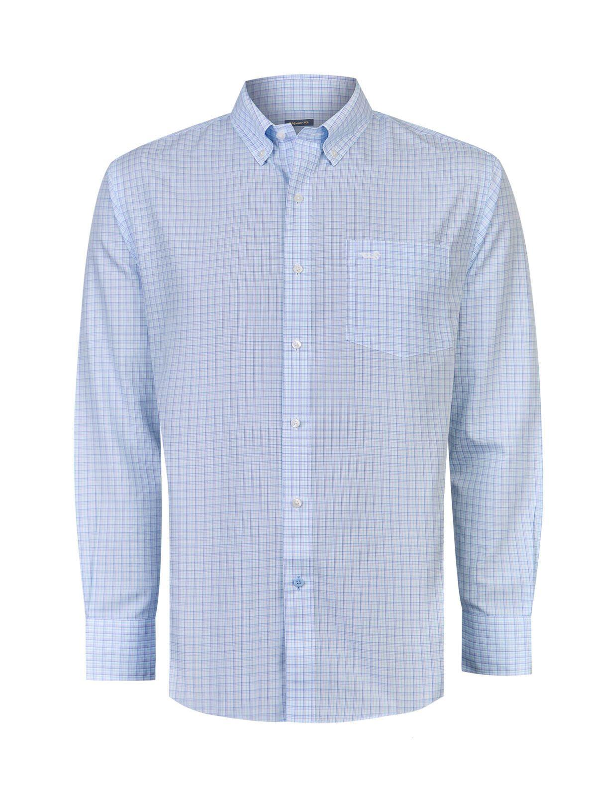 Camisa Cuello Button-Down Hombre Wf Azul cuadros-1