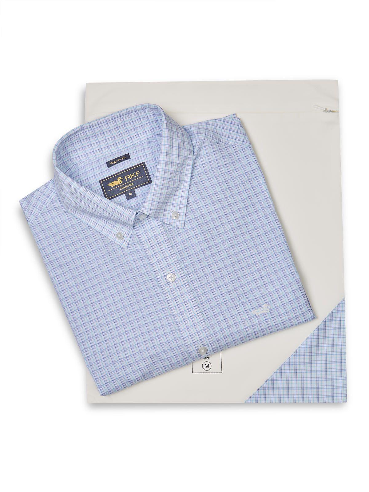 Camisa Cuello Button-Down Hombre Wf Azul cuadros-5