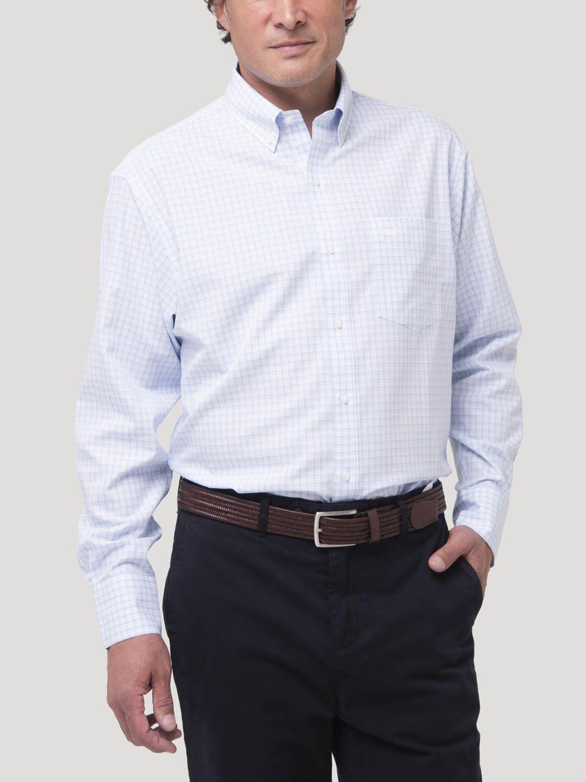 Camisa Cuello Button-Down Hombre Wf Azul cuadros-6