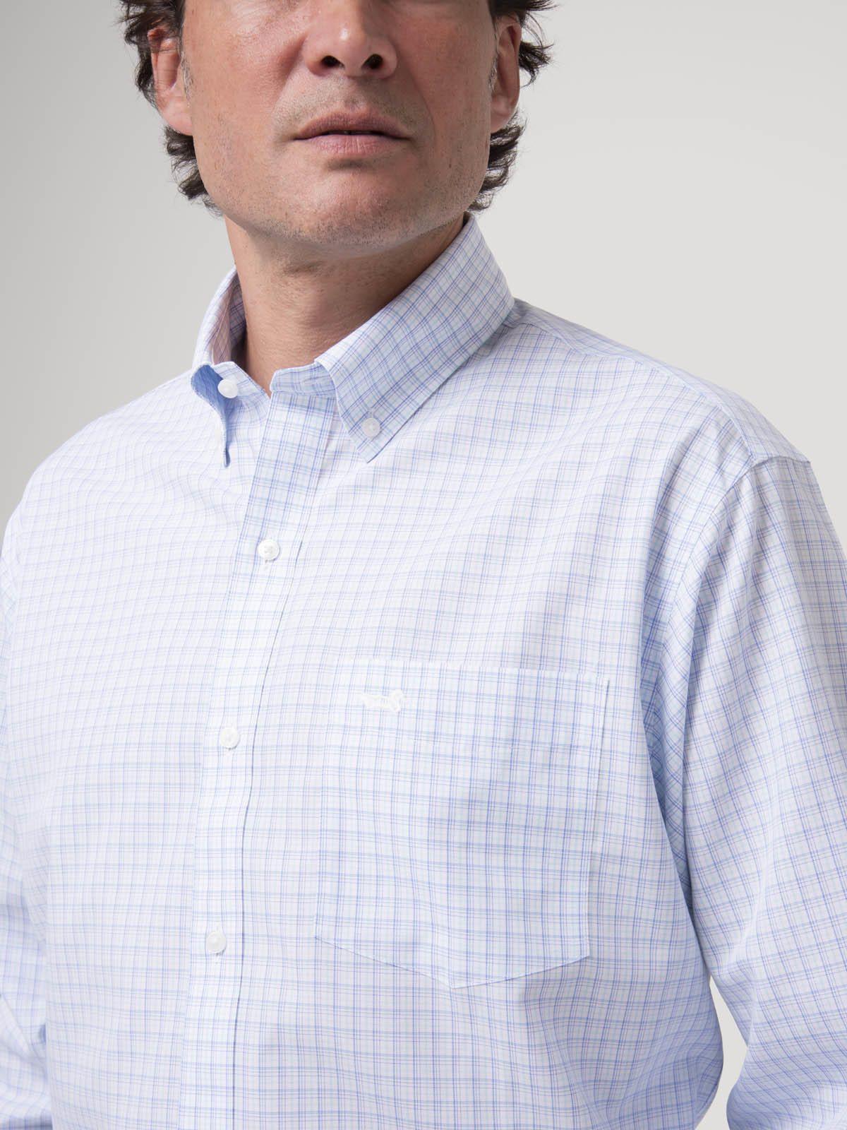 Camisa Cuello Button-Down Hombre Wf Azul cuadros-9