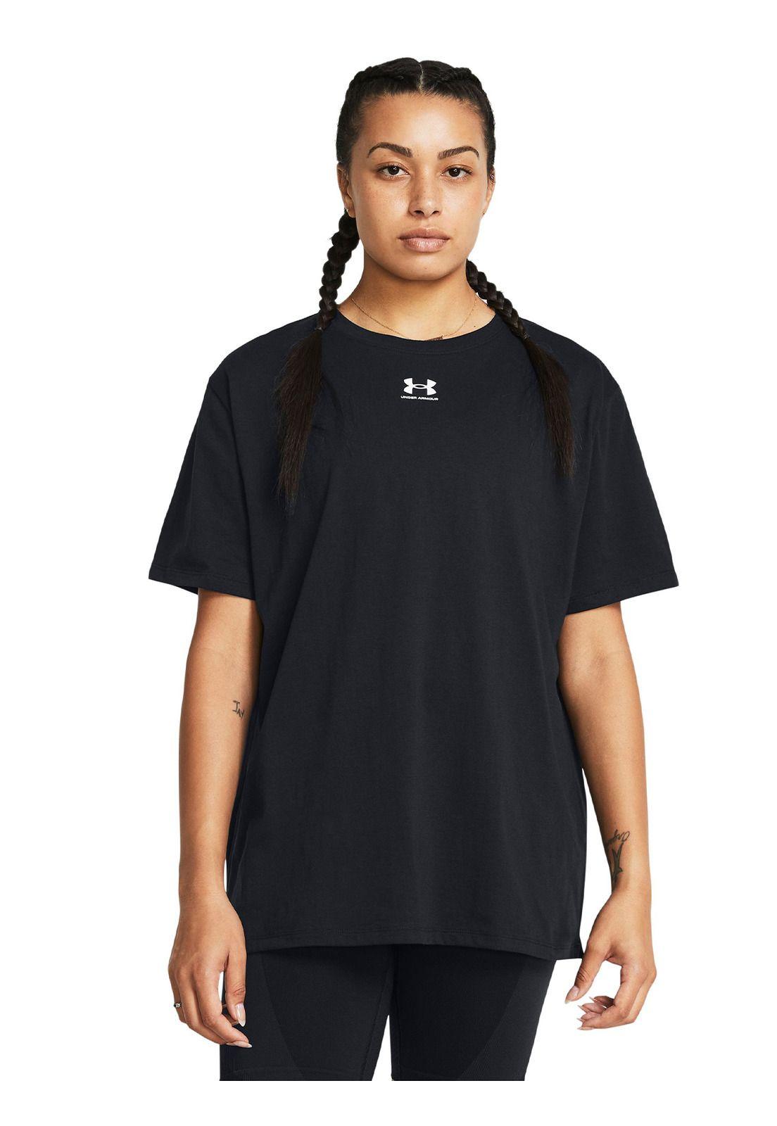 Polera manga corta UA Campus mujer Negro-3