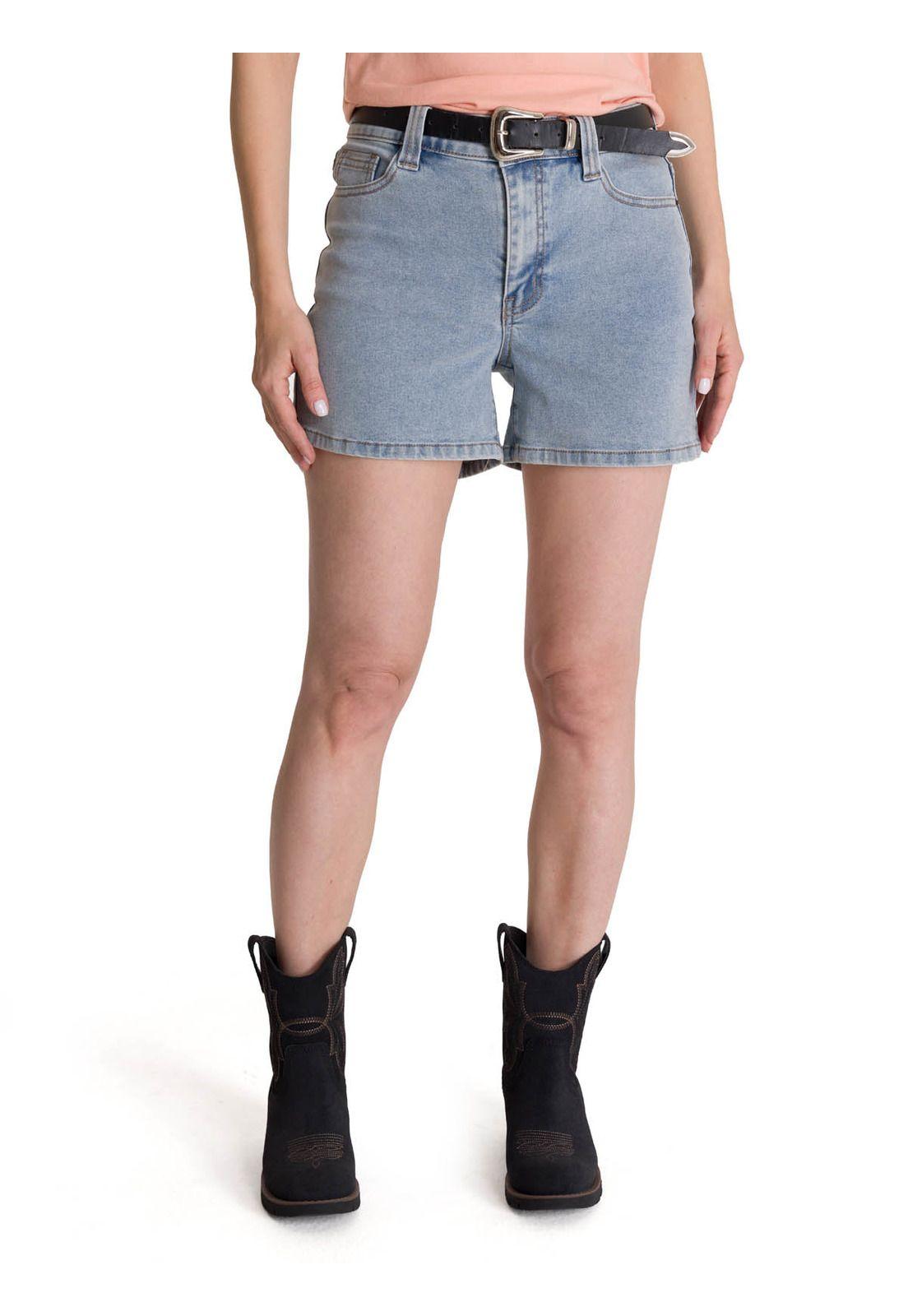 Short Denim Mujer 5 Bolsillos Azul Claro-0