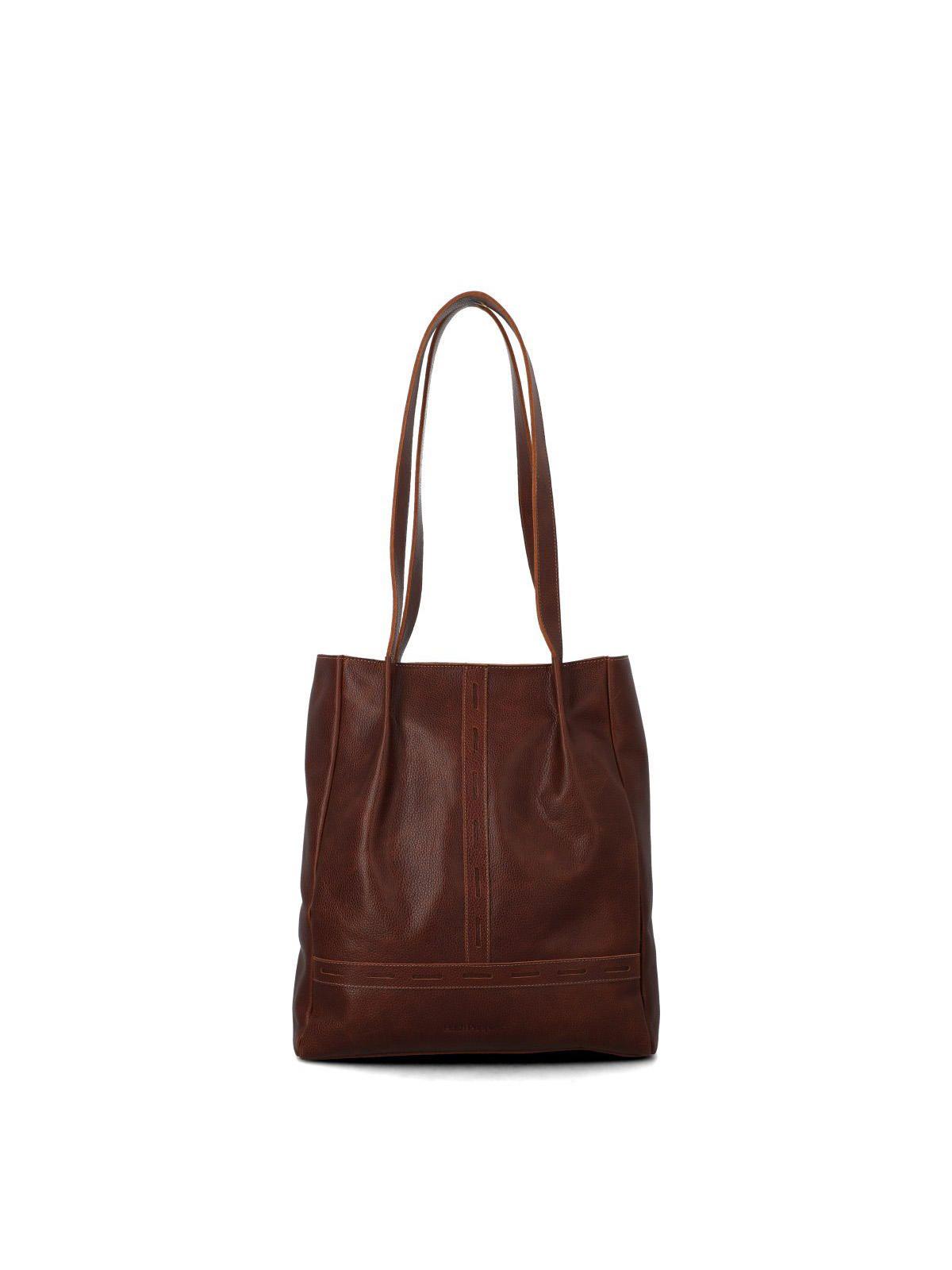 Cartera Cuero Mujer Fausta Tote Café-0
