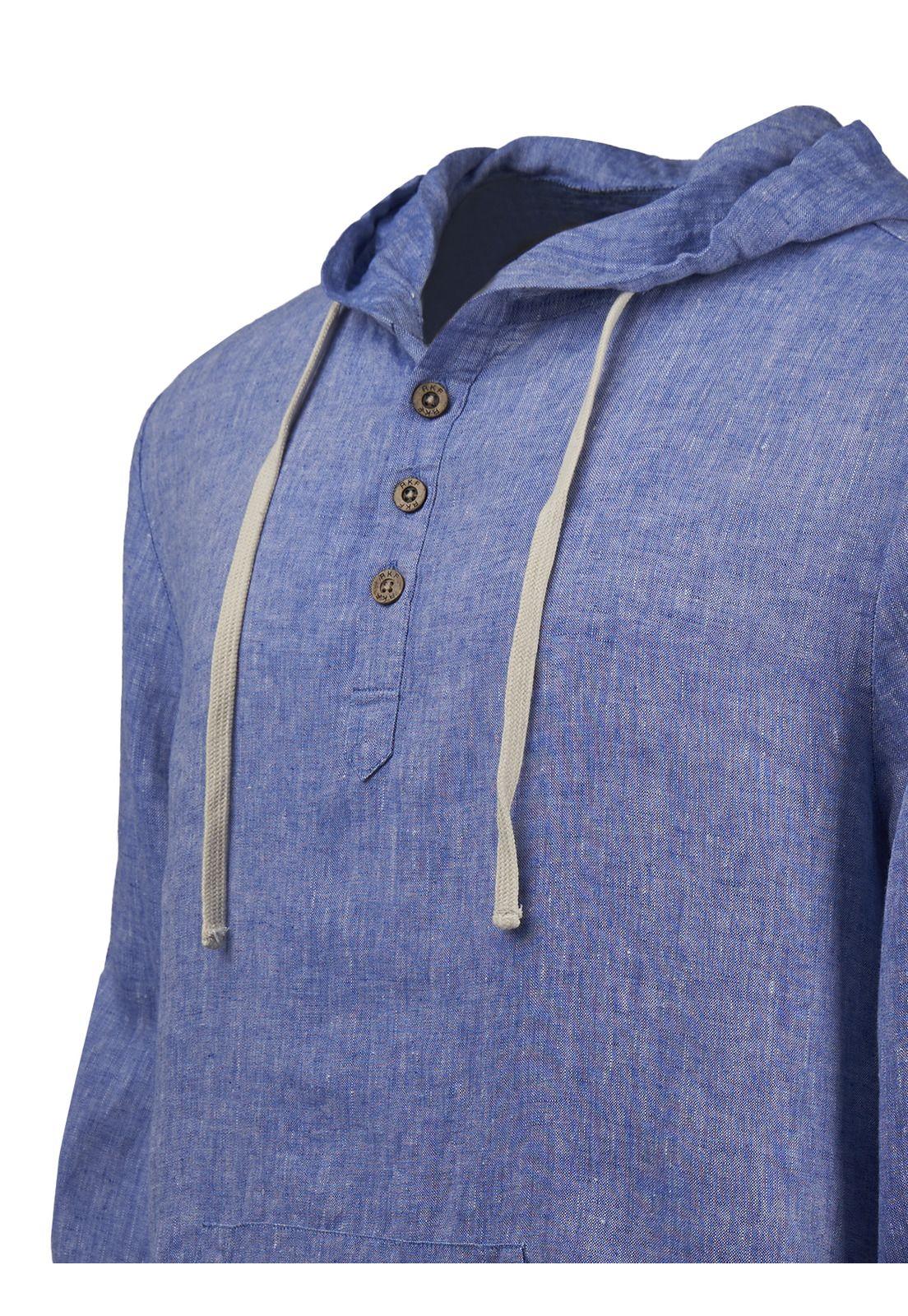 Polerón Lino Orgánico Linen Azul Hombre-3